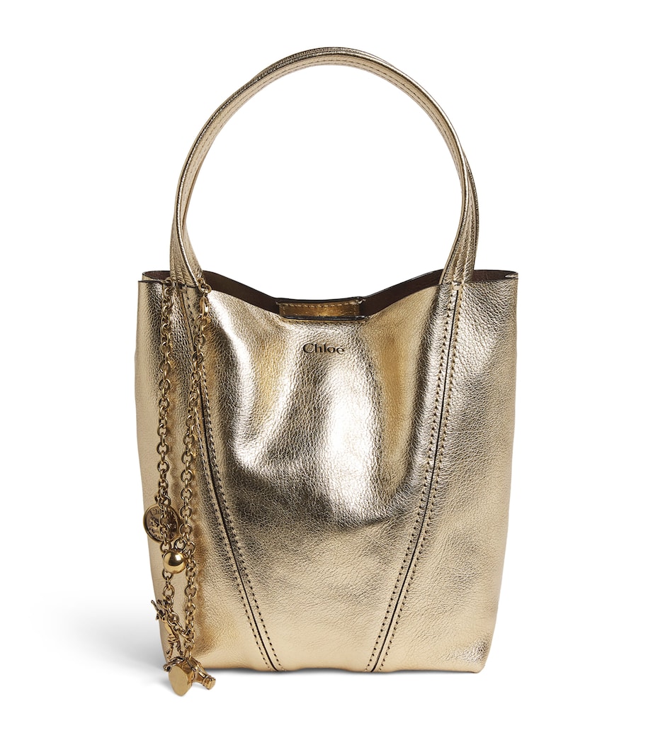 Small Leather Spin Tote Bag LIGHT GOLD Image 1