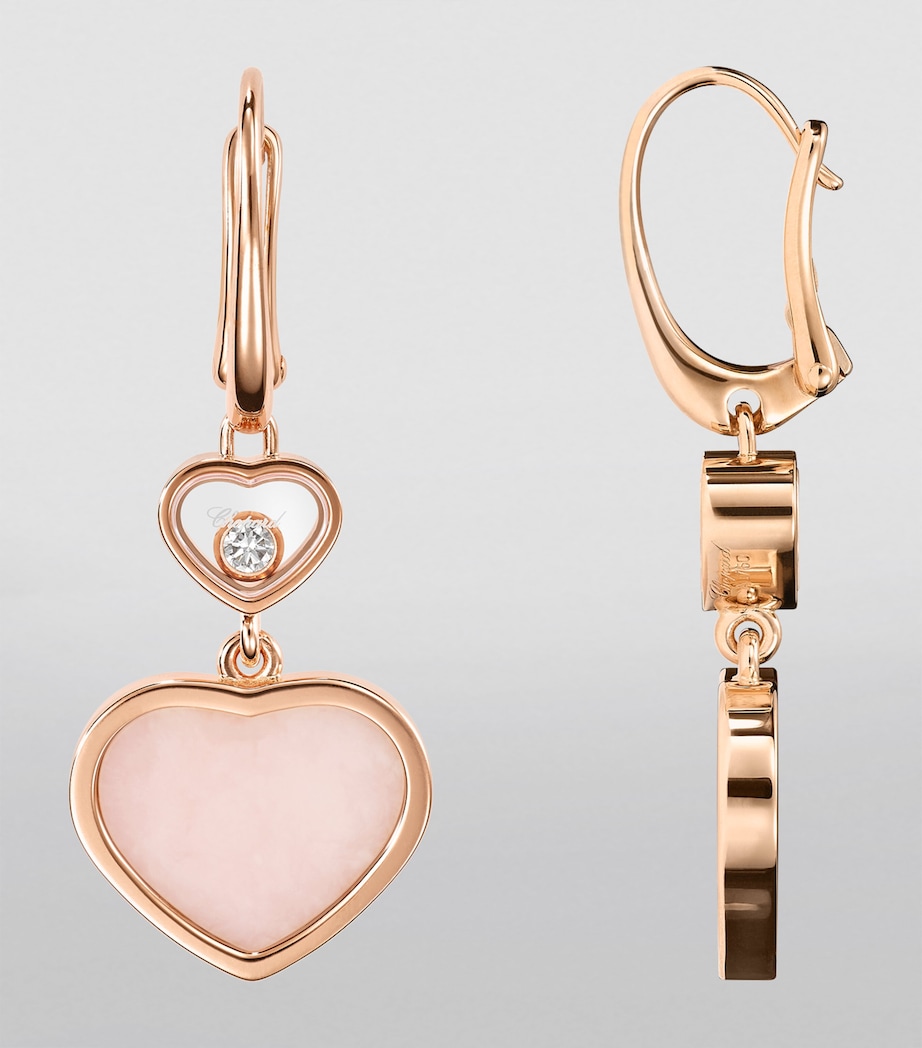 Rose Gold, Opal and Diamond Happy Hearts Earrings 18K ROSE GOLD Image 3