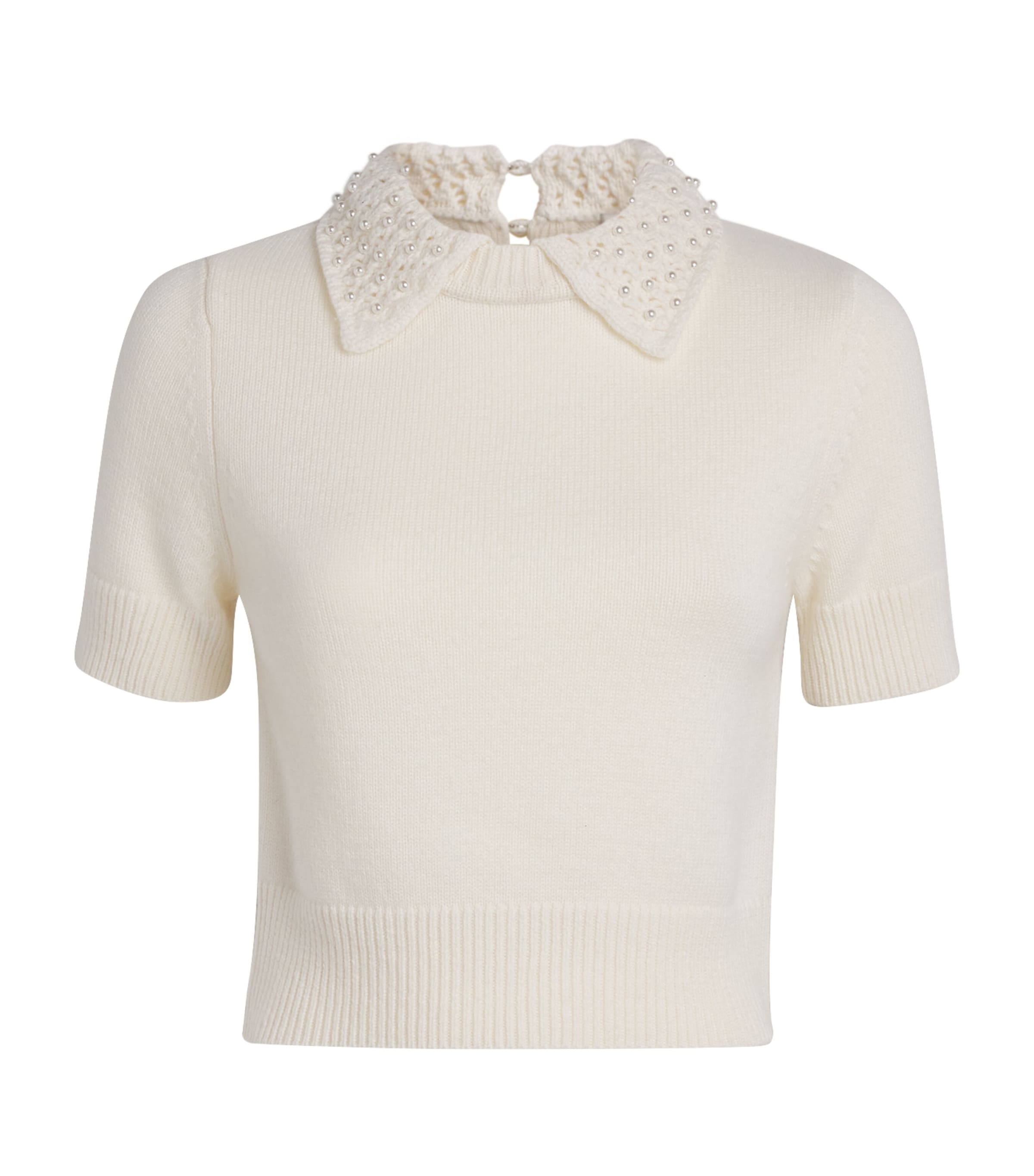 Claudie Pierlot Wool-cashmere Embellished Sweater In Neutral