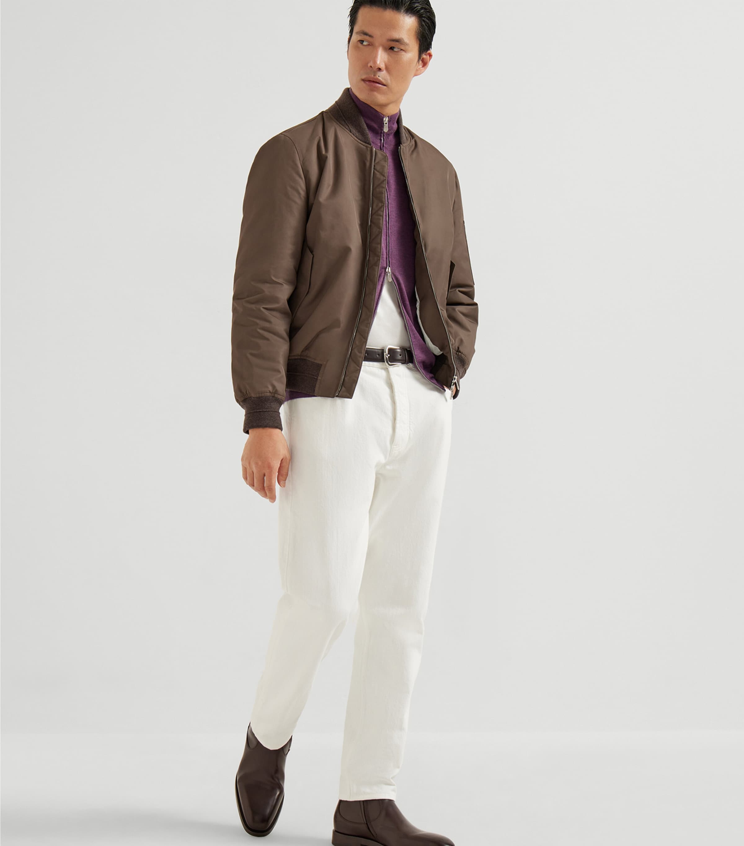Cashmere-Silk-Linen Zip-Up Cardigan CHL69 Image 3