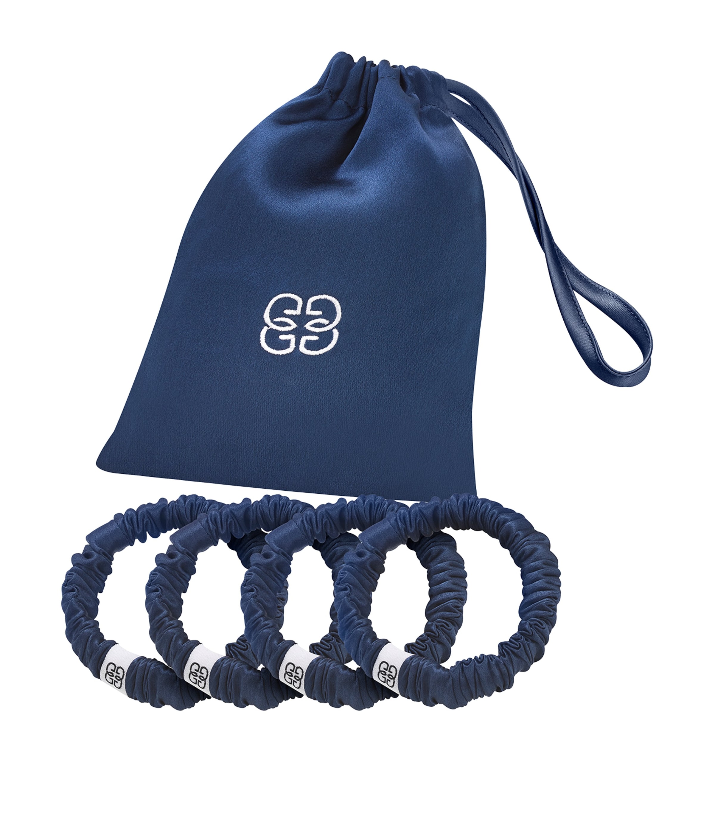 Gingerlily Silk Scrunchies In Navy