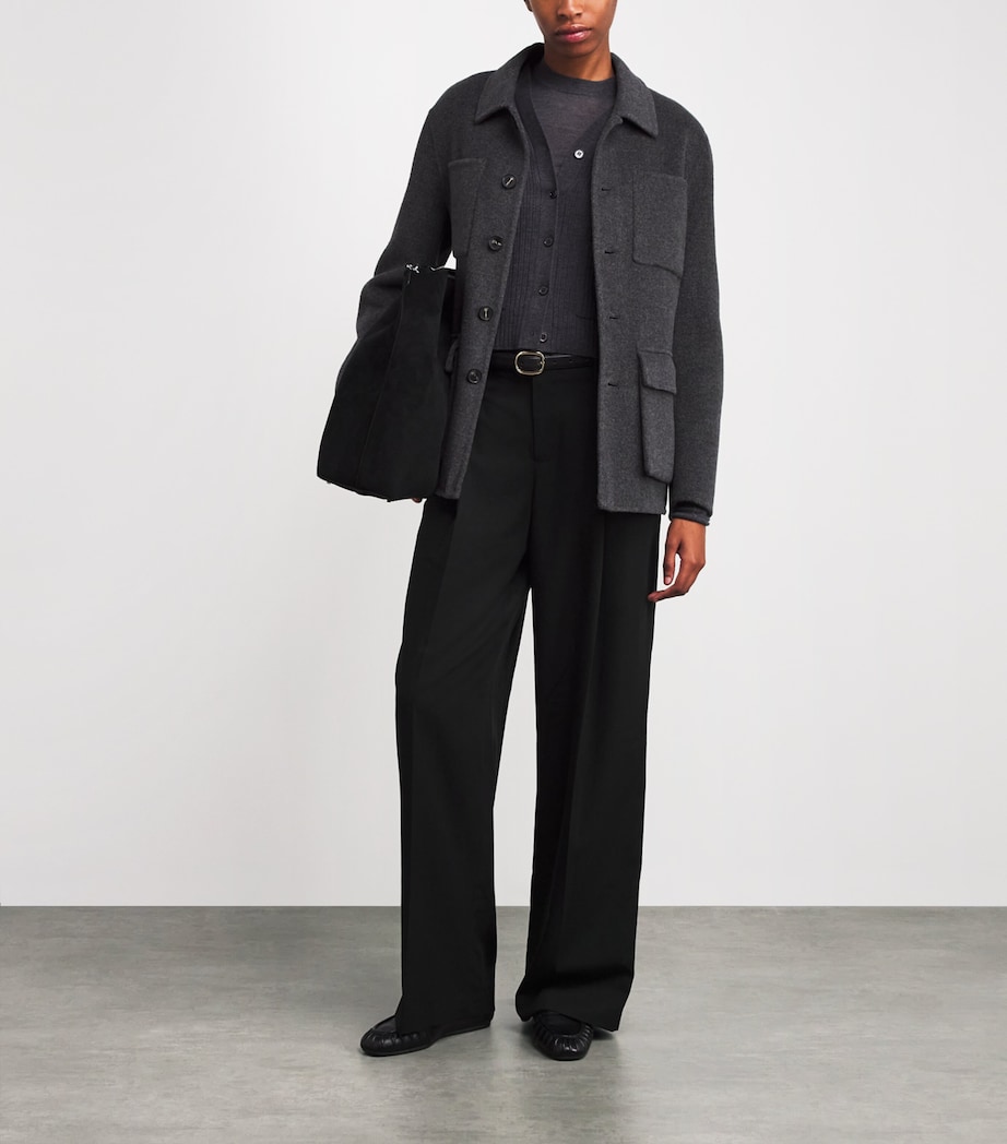 Pleated Straight Trousers 001BLK-BLACK Image 2