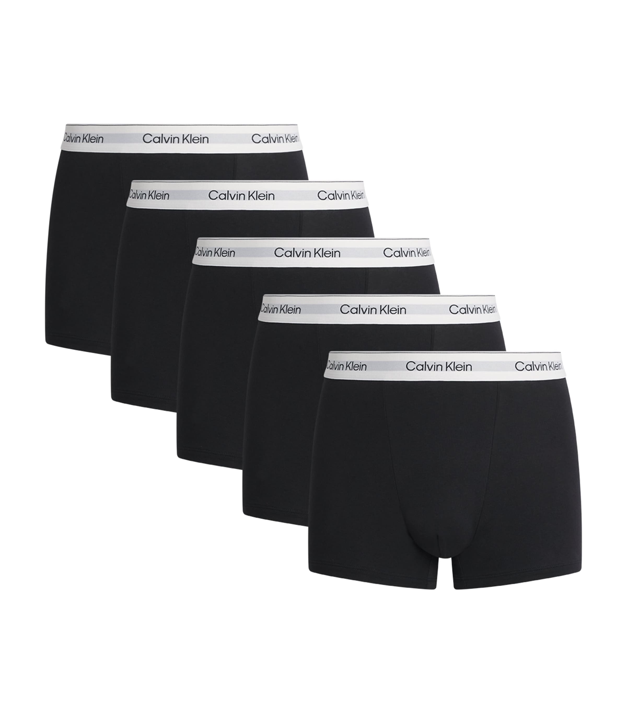 Calvin Klein Mens Stretch-Cotton Icon Trunks (Pack of 5) Black/black/blac Image 1