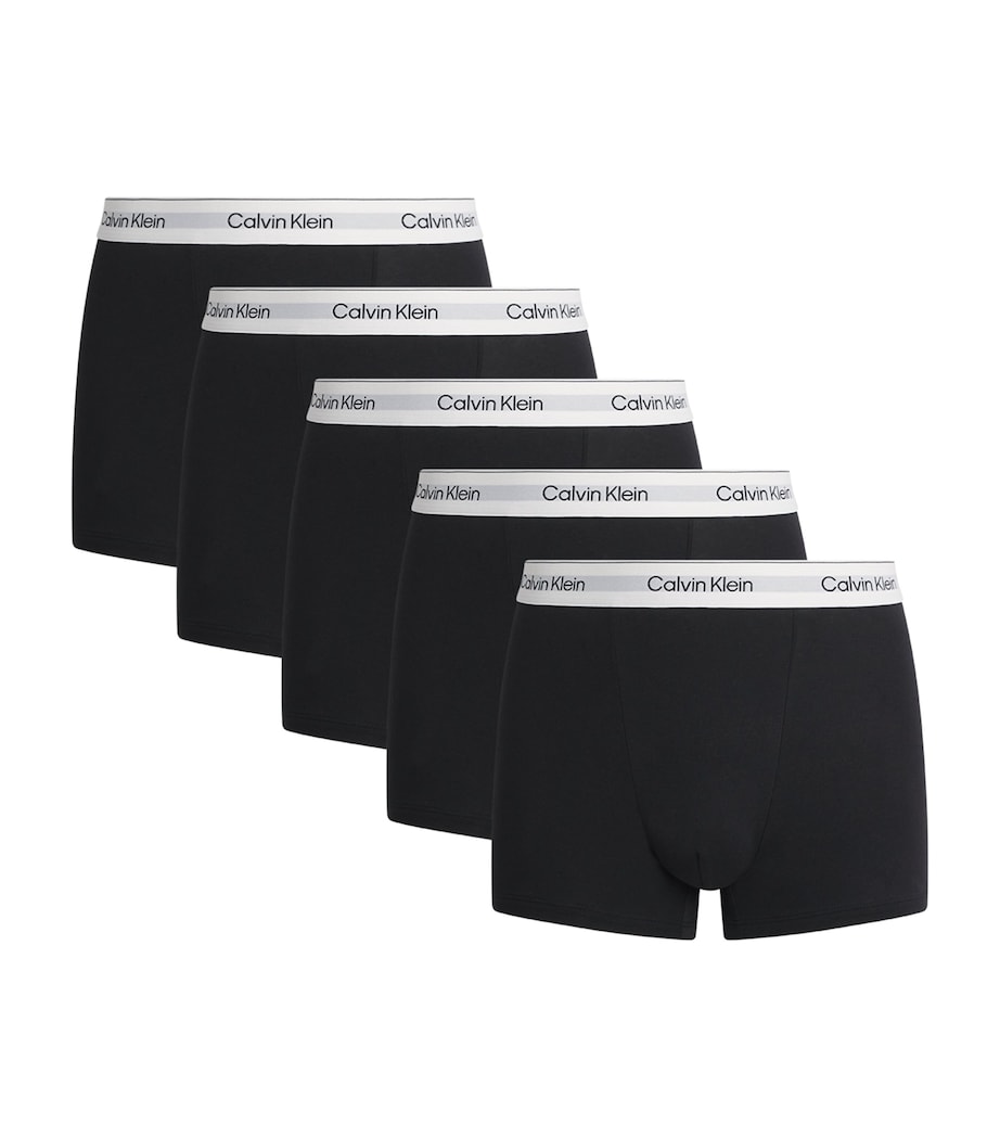 Calvin Klein Mens Stretch-Cotton Icon Trunks (Pack of 5) Black/black/blac Image 1
