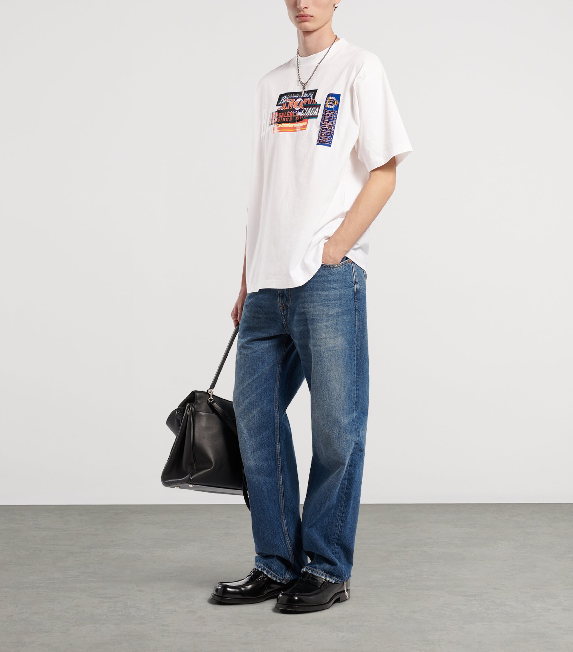 Balenciaga Mens Bumper Sticker T-Shirt Image 2