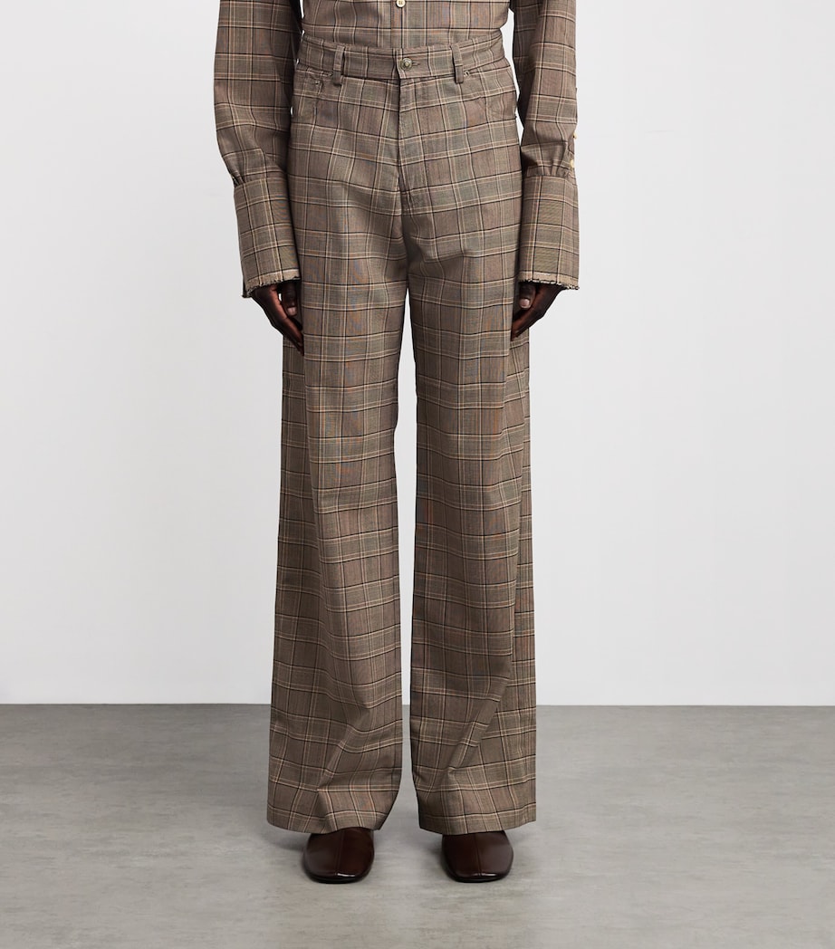 Virgin Wool-Blend Check Trousers BROWN CHECK Image 3