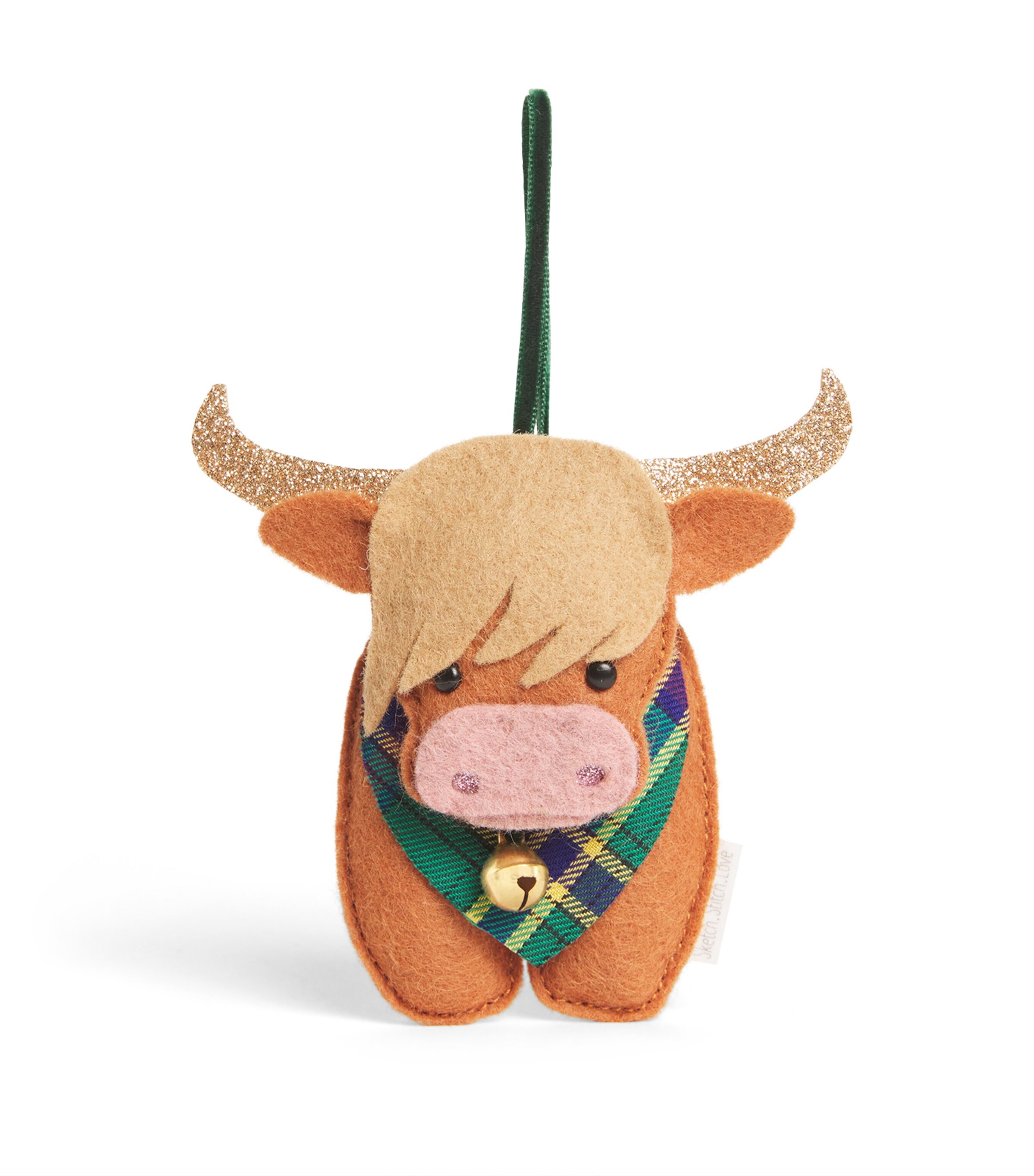 SKETCH.STITCH.LOVE Highland Cow Tree Decoration Brown/multi Image 1