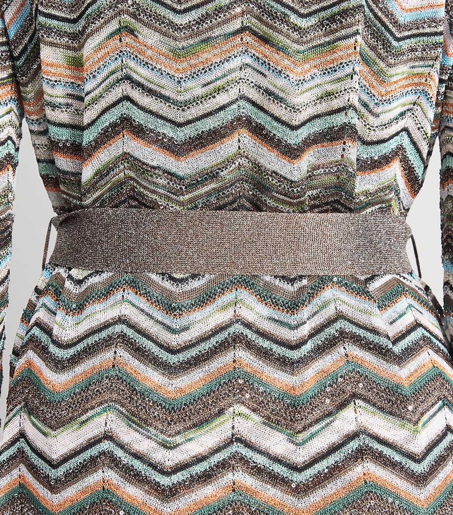 Missoni Womens Zigzag Metallic Longline Cardigan Smspo Mltclr W Bk,bn Image 5