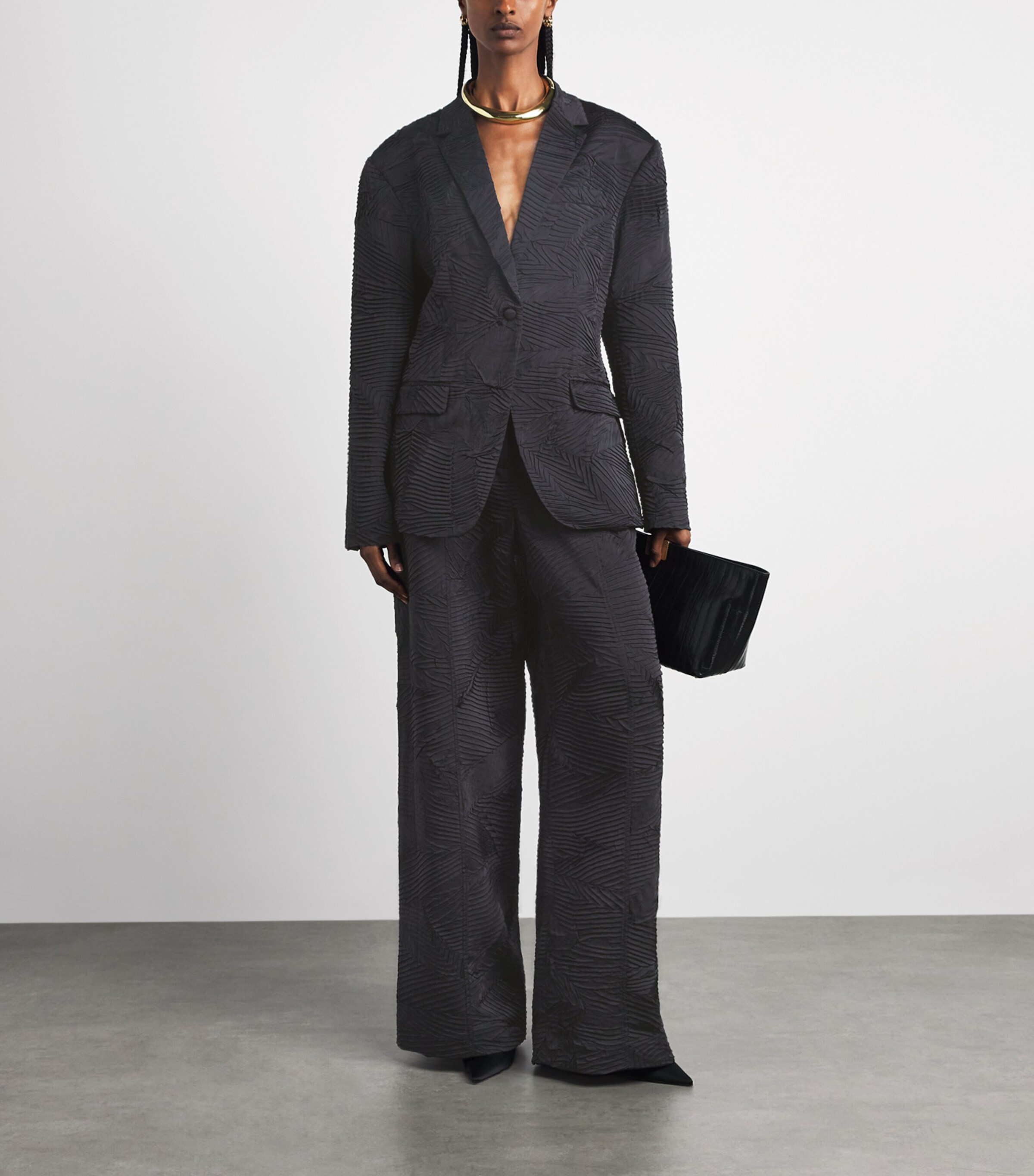 Ulla Johnson Womens Satin Crinkled Carine Trousers Noir Image 2