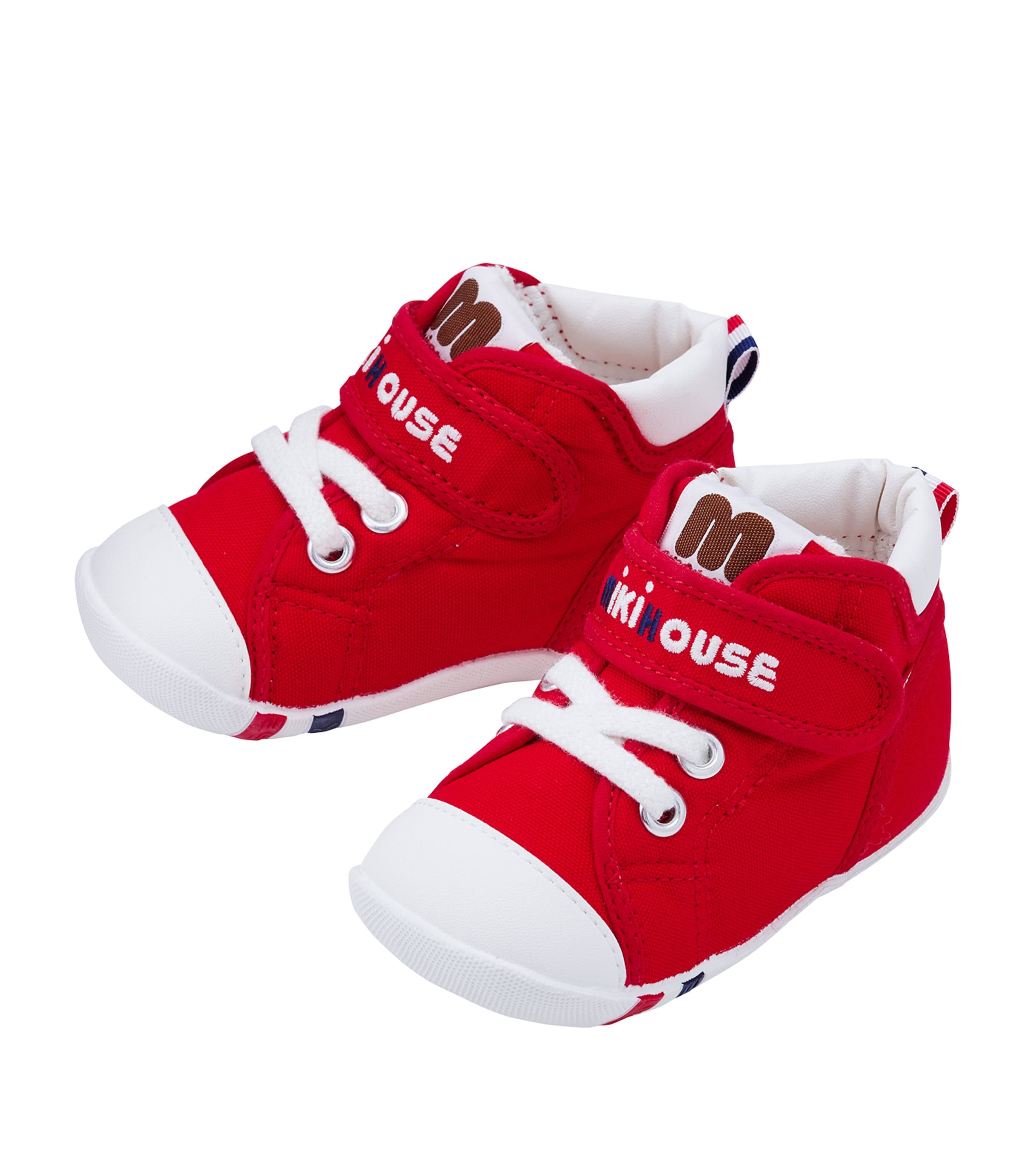 Miki House Kids' Velcro High-top Sneakers In Red