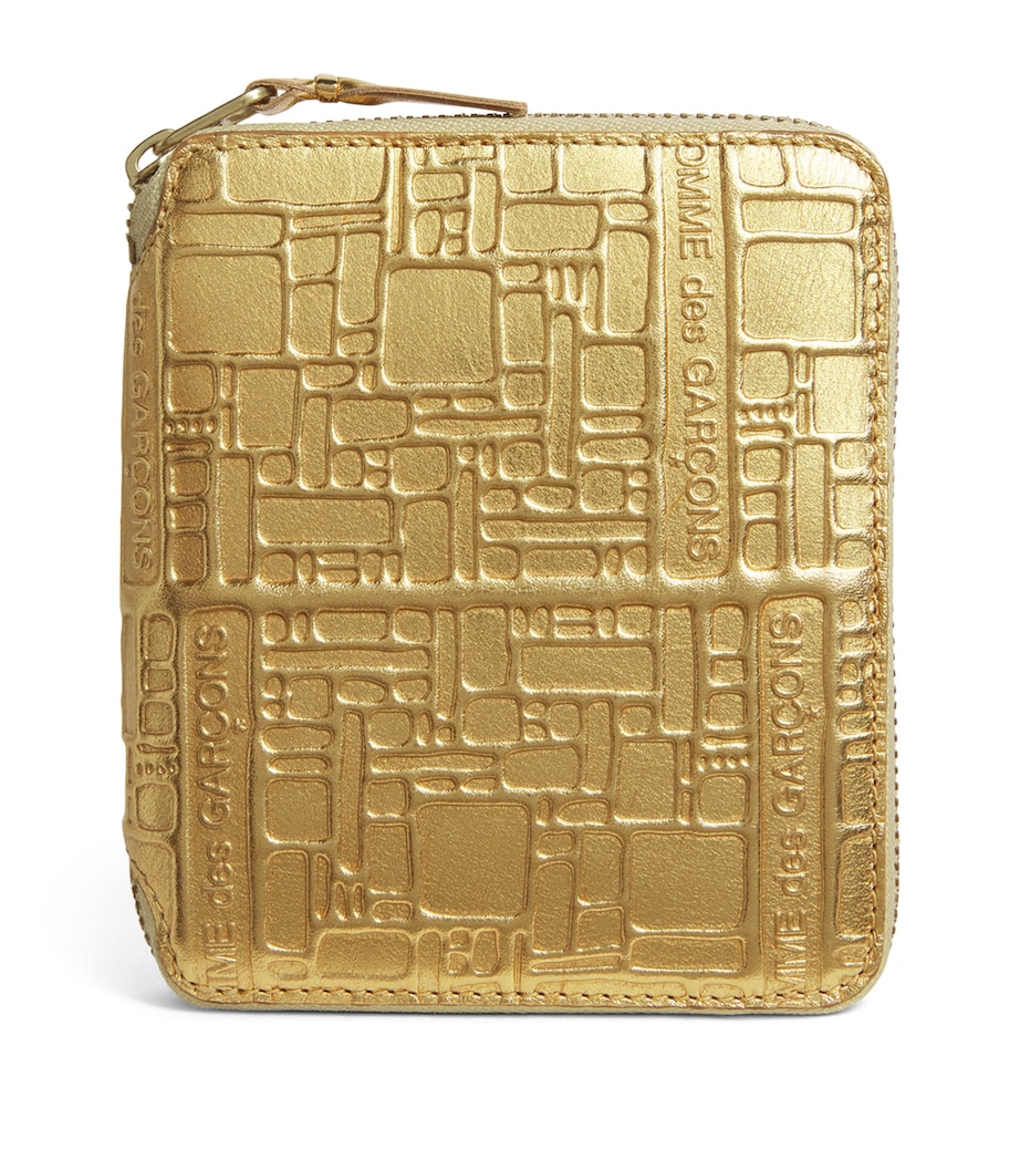 Leather Embossed Logo Zipped Wallet GOLD Image 1