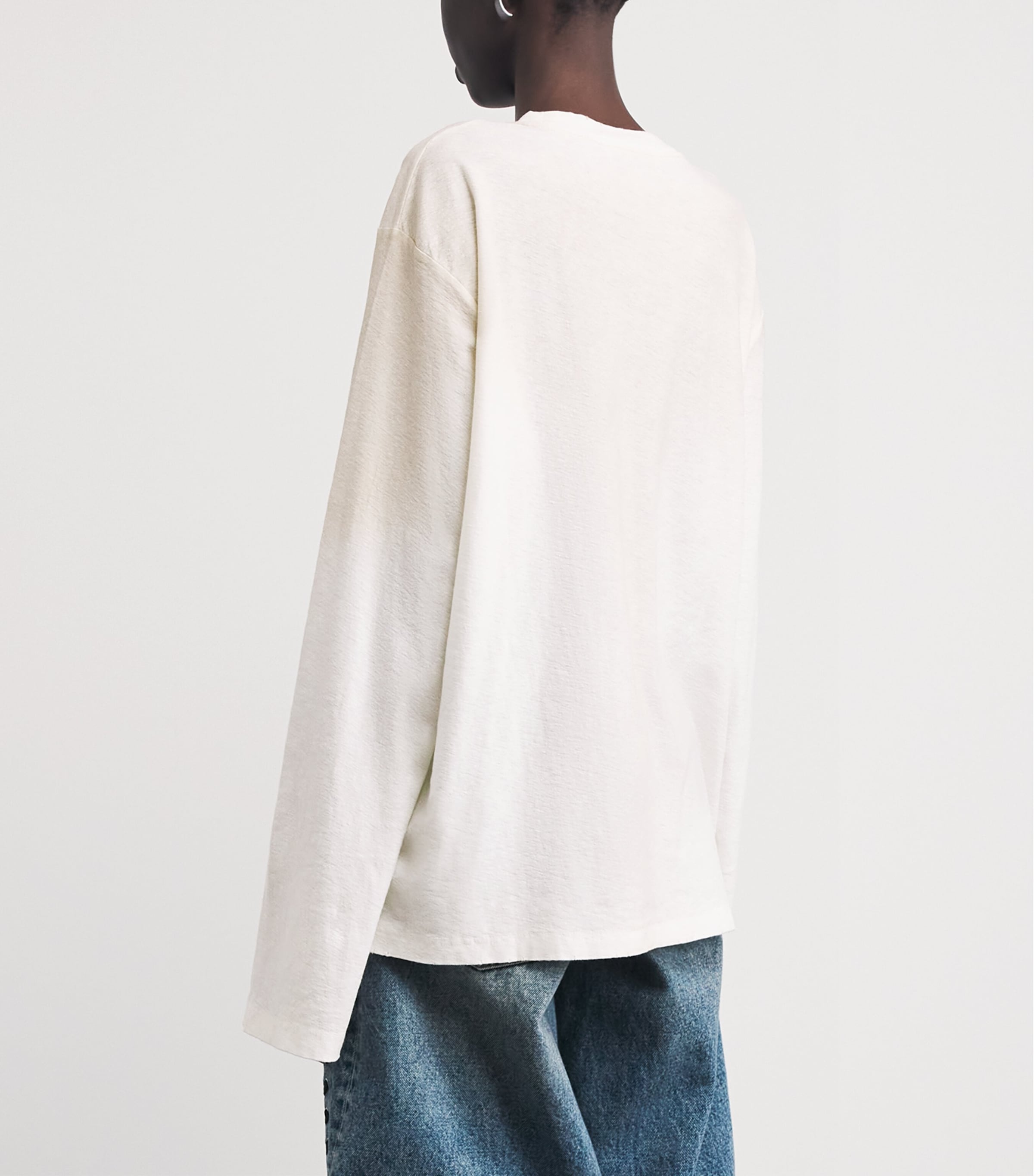 Acne Studios Womens Cotton-Blend Logo Relaxed T-Shirt Dusty White Image 5