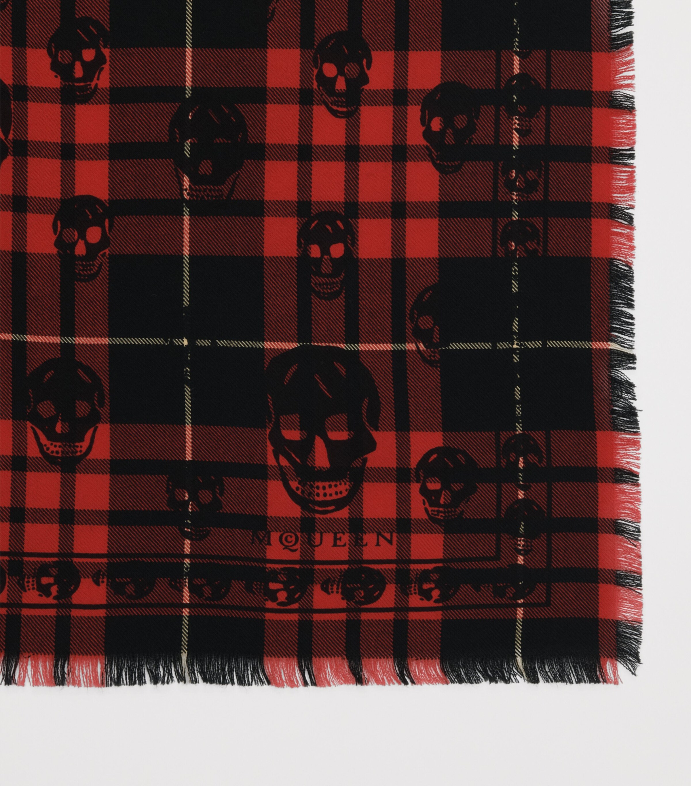 McQueen Cotton-Silk Tartan Skull Scarf Image 3