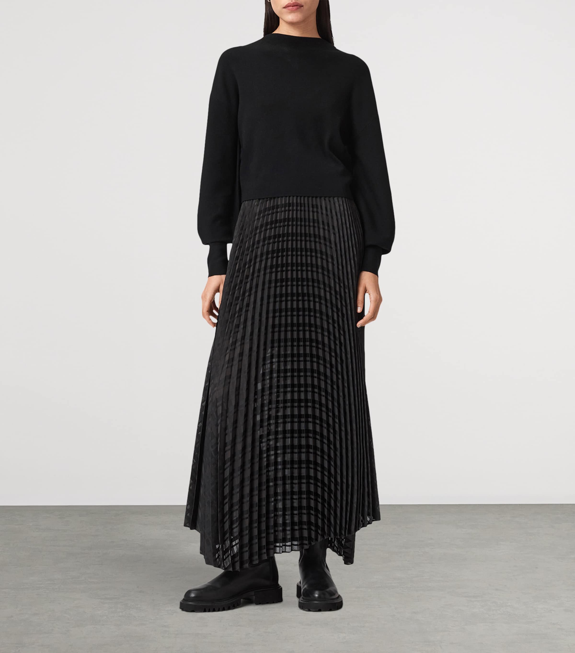 Pleated Sinead Sweater Dress BLACK Image 4