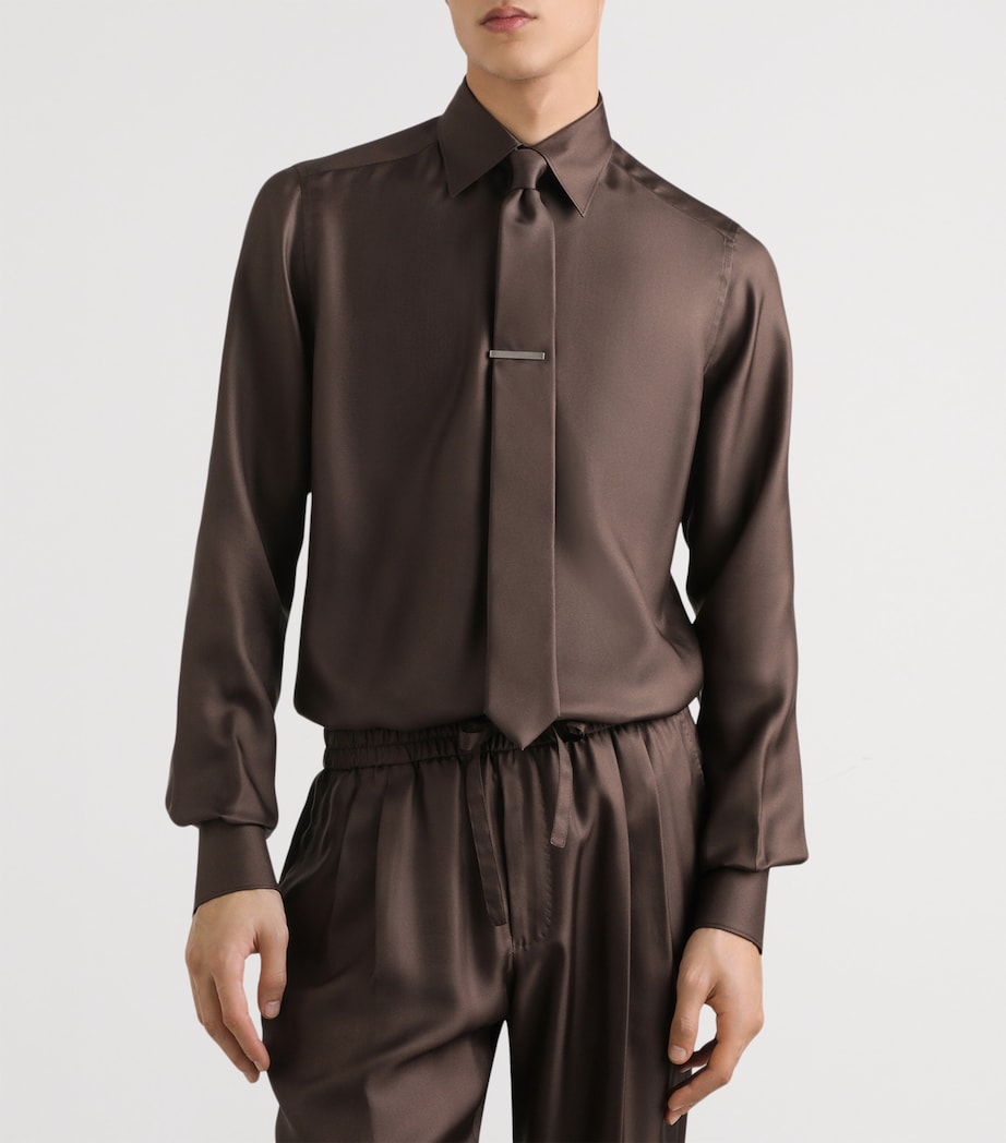 Dolce&Gabbana Mens Silk Shirt Brown Image 5