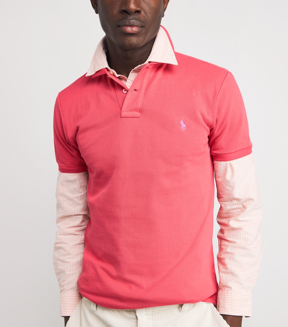 Cotton Mesh Slim-Fit Polo Shirt RED SKY Image 6