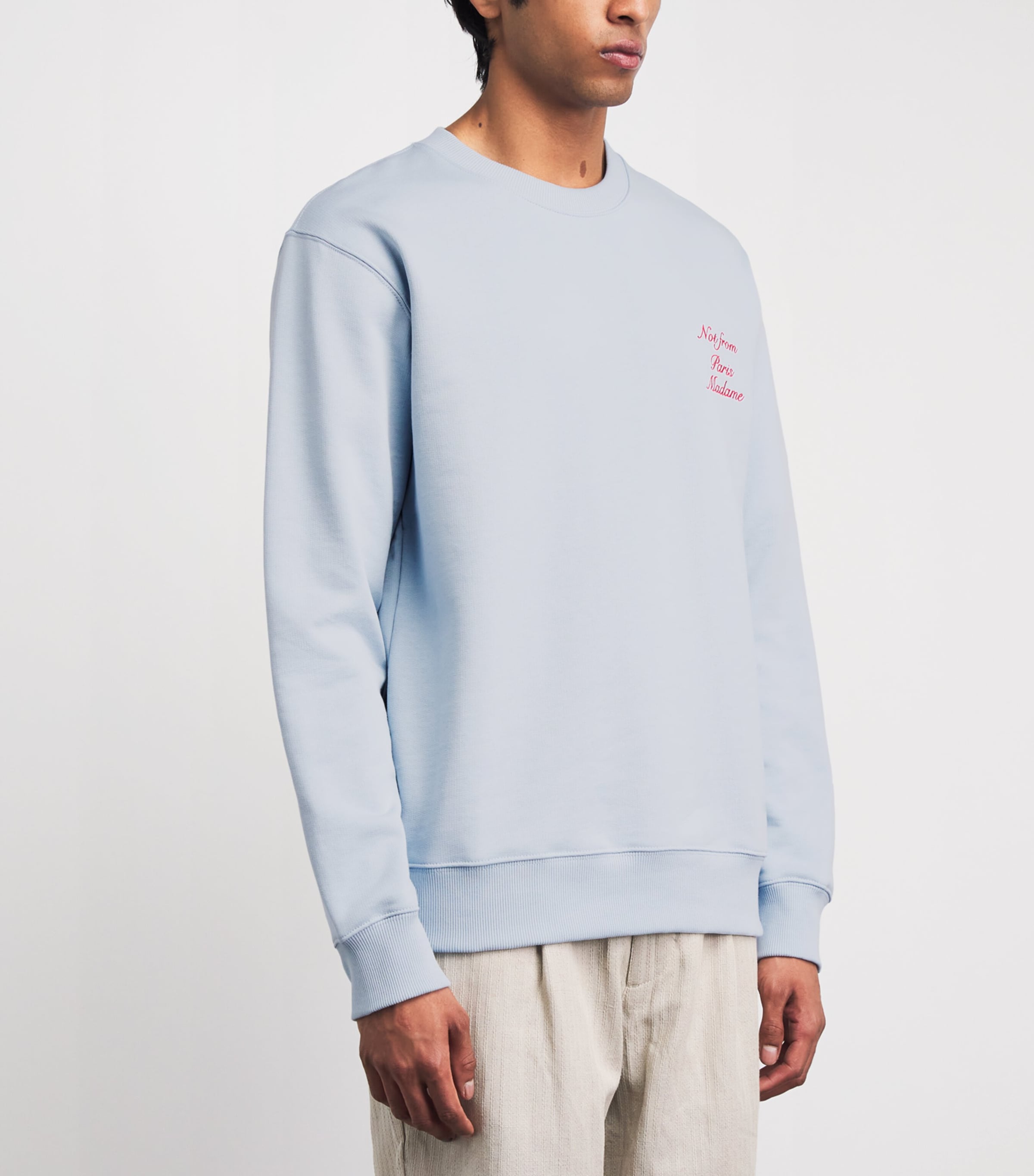 Drôle De Monsieur Mens Cotton Slogan Sweatshirt Light Blue Image 4