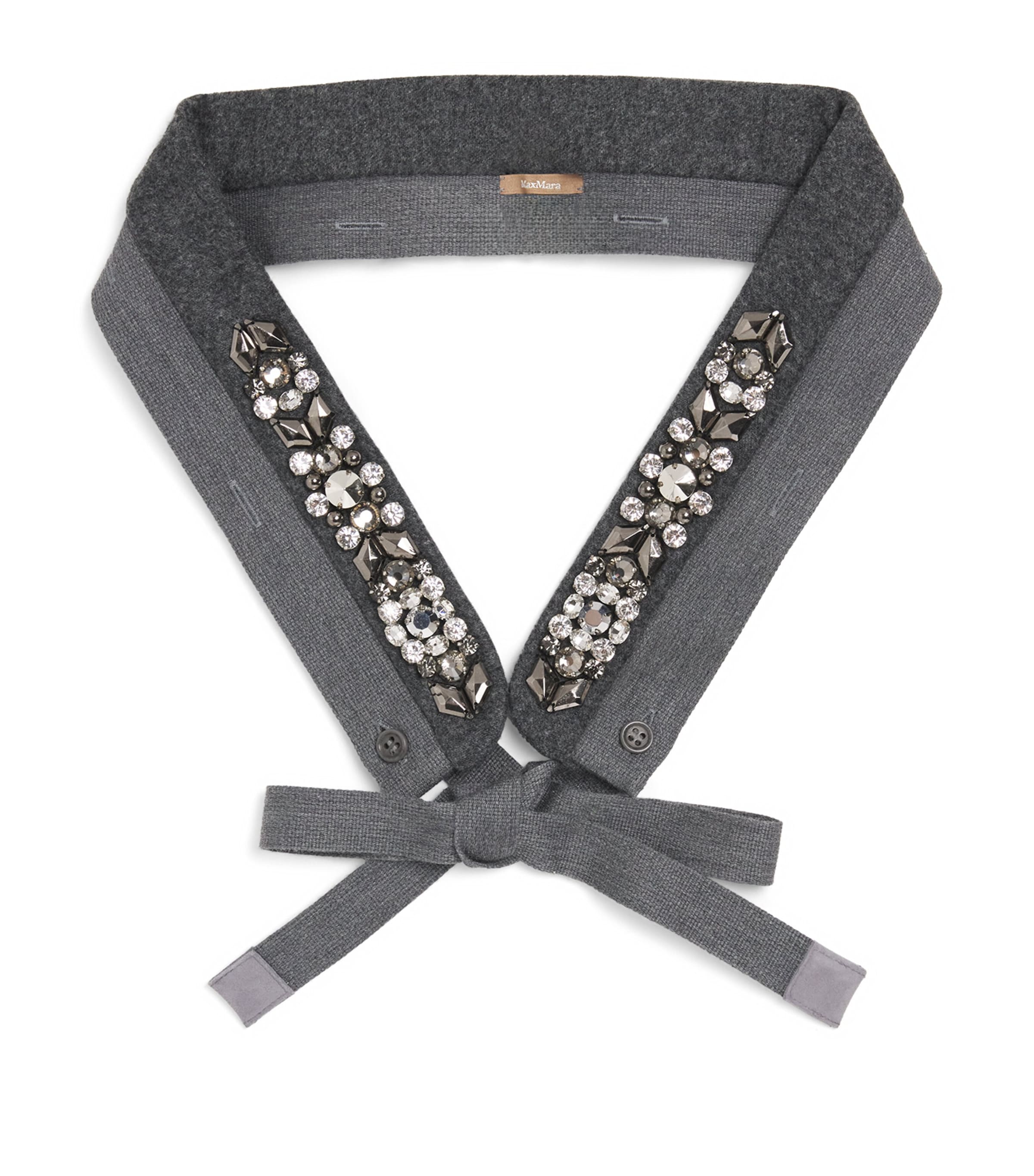 Max Mara Wool Embellished Hood Cuff In Gray