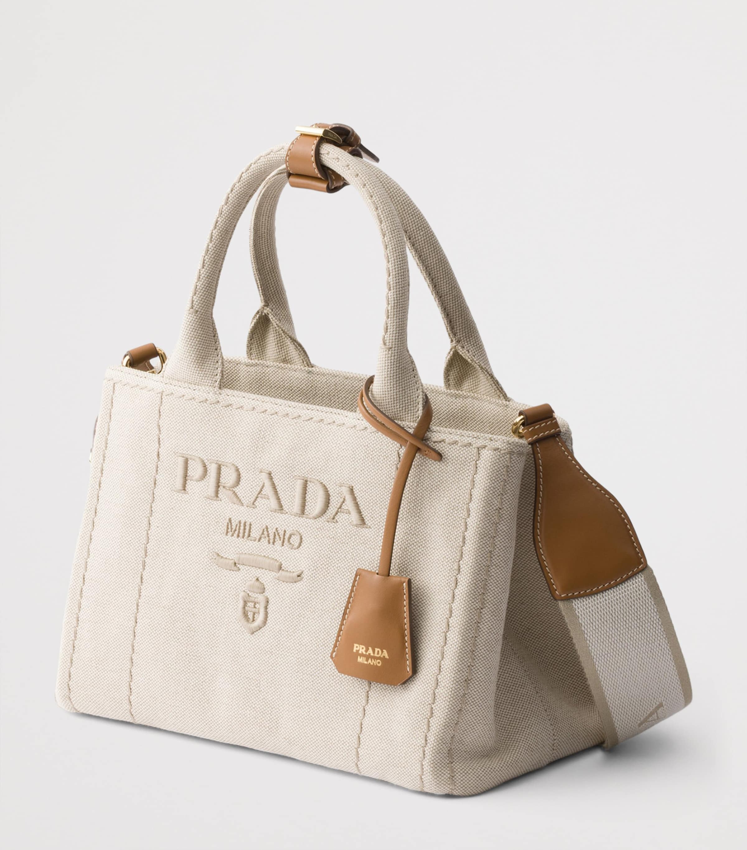 Prada Small Canvas Jardinière Top-Handle Bag Neutral Image 2