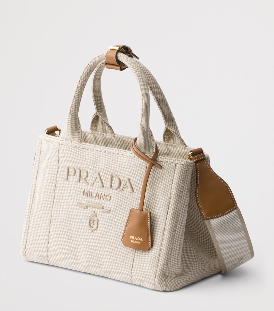 Prada Small Canvas Jardinière Top-Handle Bag Neutral Image 2