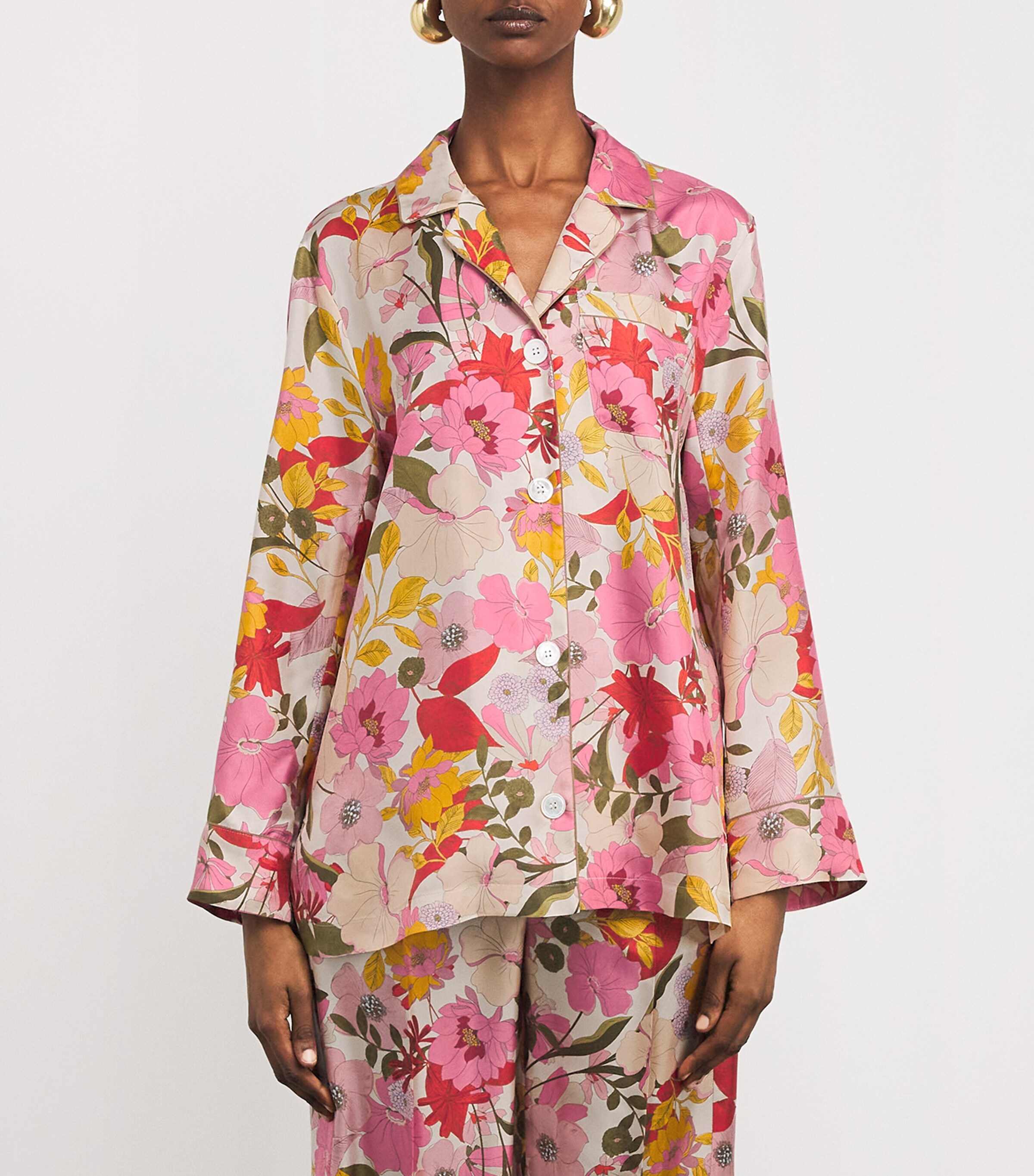 MaxMara STUDIO シルク100% 花柄長袖シャツ 40サイズ MaxMara 花柄シャツ ブラウス 刺繍 メッシュ 楊柳 シルク100