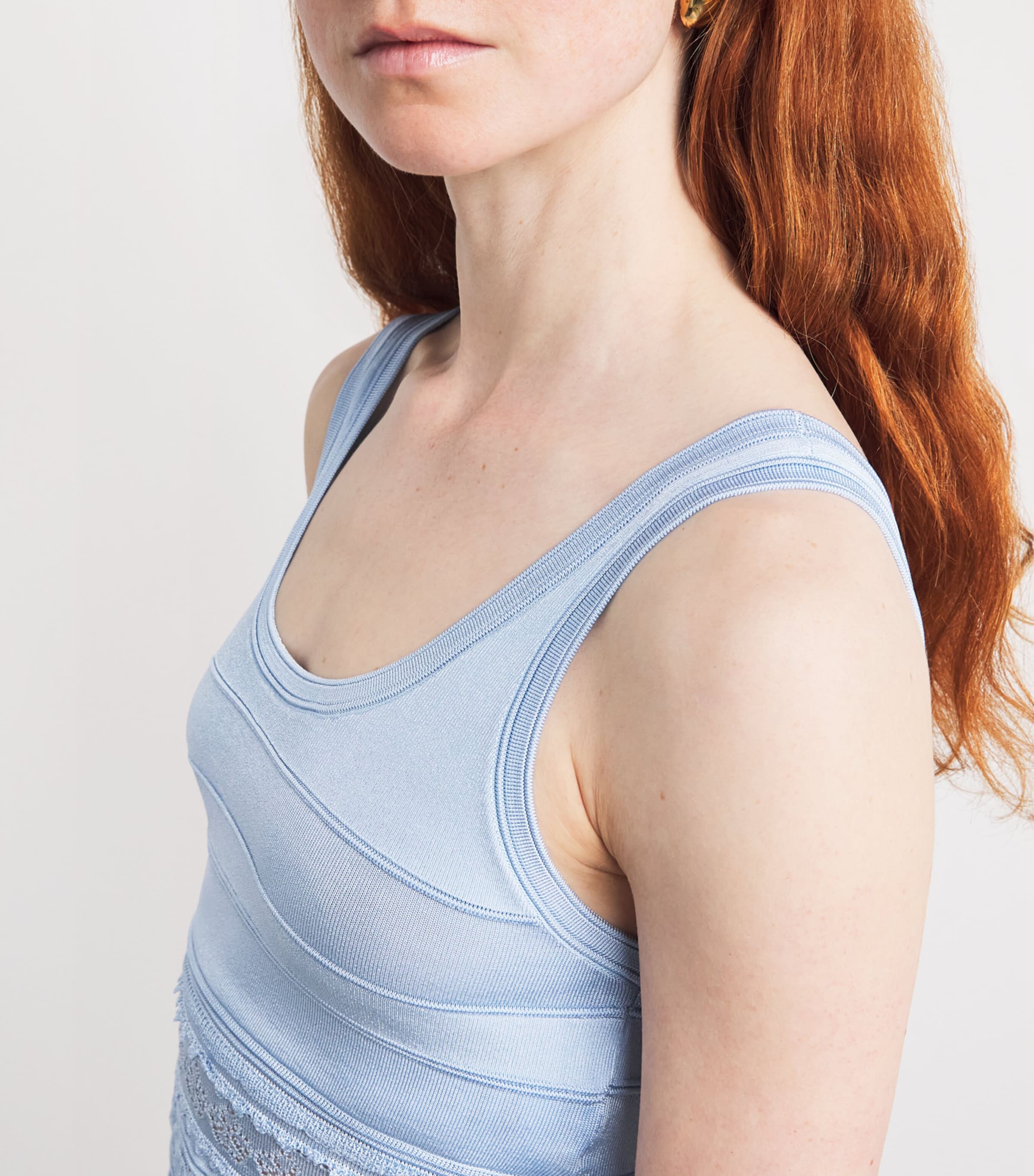Sandro Paris Womens Pointelle Crop Top Sky Blue Image 3