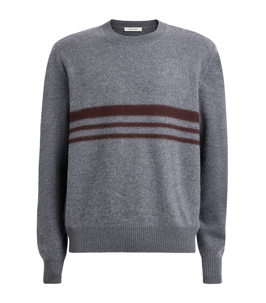 Craig Green Mens Wool Felt Stripe Sweater Grey/ Brown Image 1