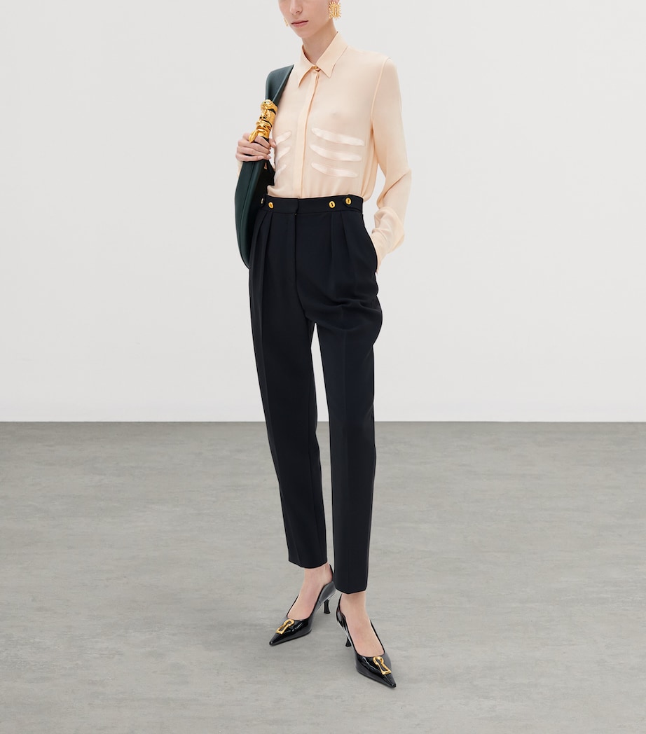 Schiaparelli Womens Wool-Silk Straight Trousers Black Image 2