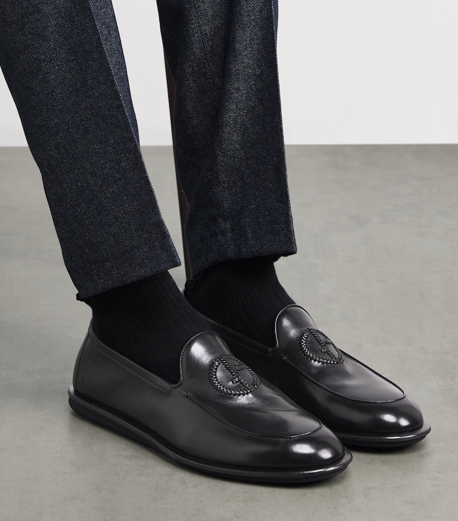 Leather Monogram-Embroidered Loafers 00002 Image 6