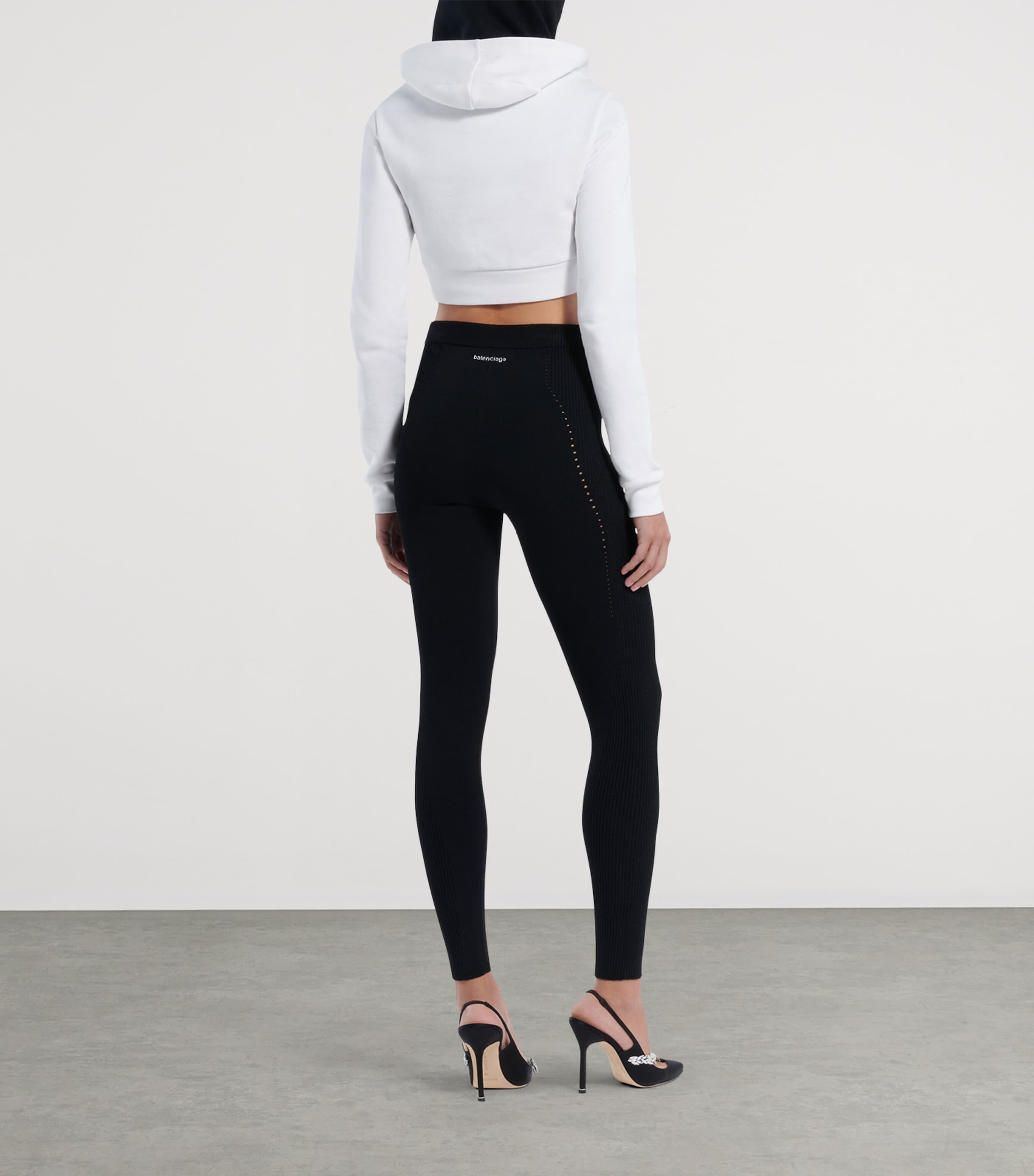 Balenciaga Womens Cropped Zip-Up Hoodie Image 3