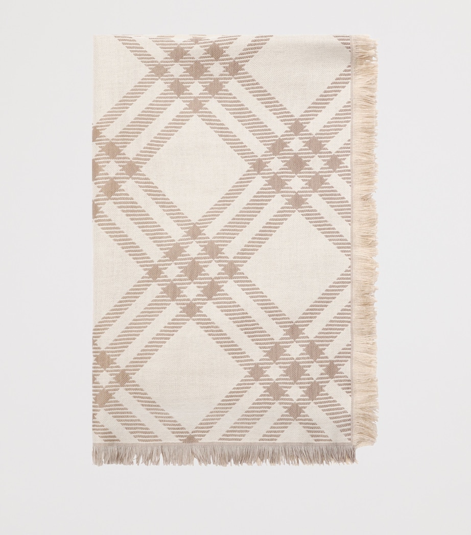 Burberry Wool-Silk Gradient Check Scarf Sand Image 3