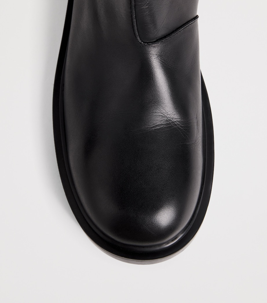 Leather Zipper Boots BLACK Image 5