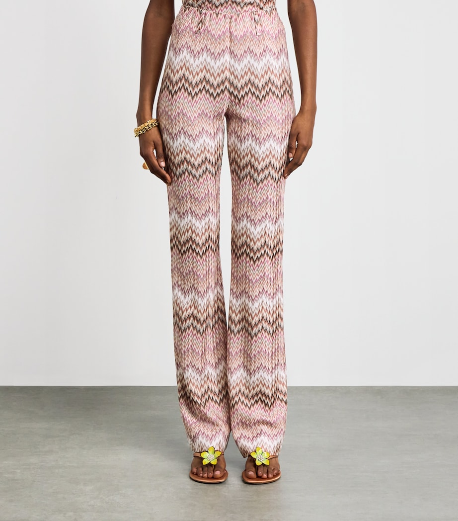 Missoni Womens Zigzag Flared Trousers Pink White Image 4