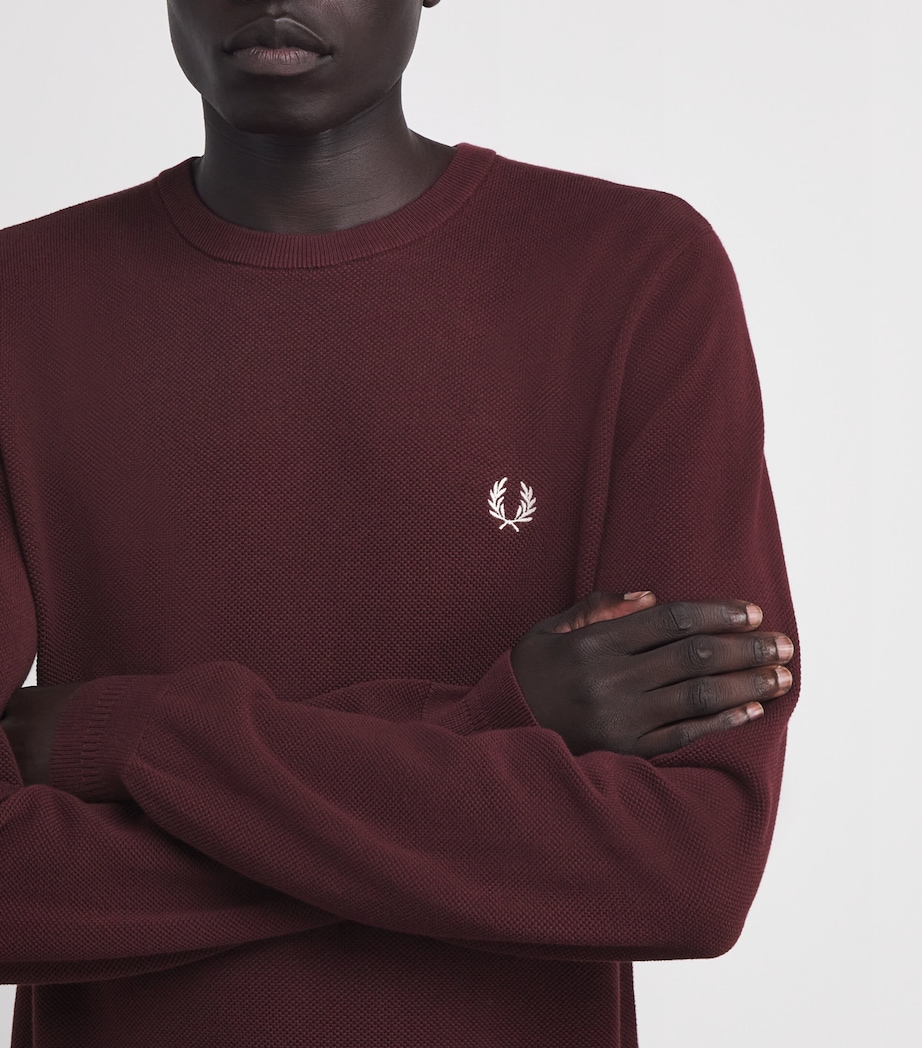 Cotton Piqué Stitch Sweatshirt 597-OXBLOOD Image 6