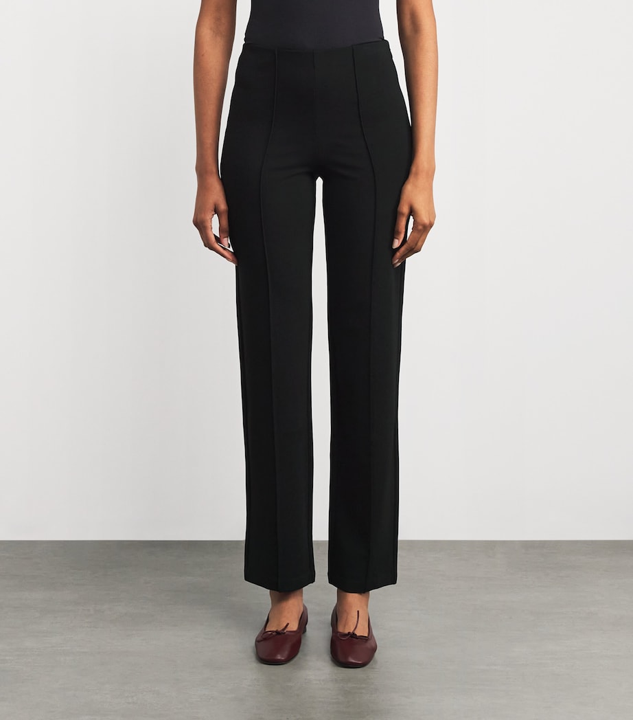 High-Waist Pintuck Straight Leg Trousers OBSIDIAN Image 3