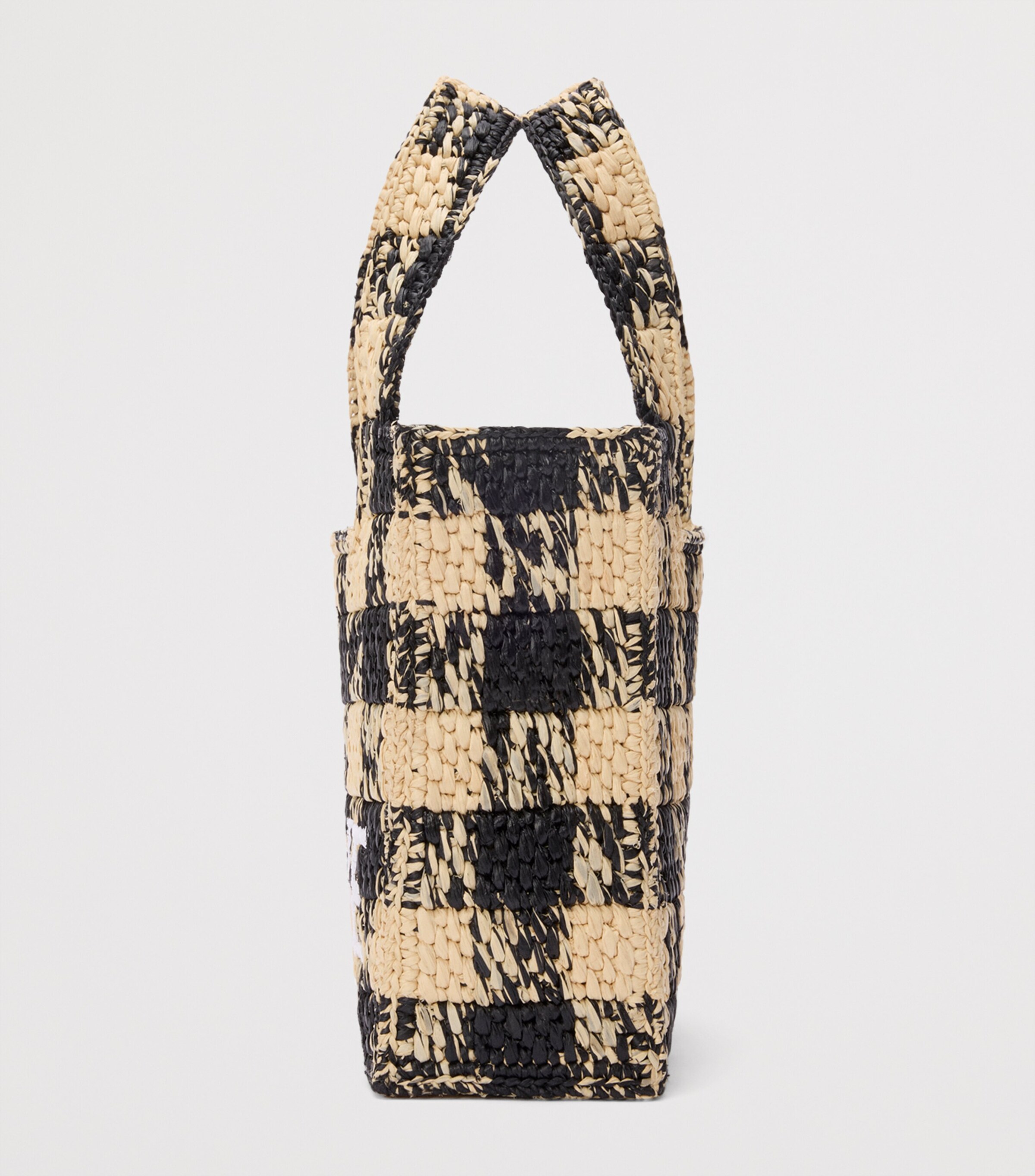 x Paula's Ibiza Mini Raffia Gingham Tote Bag NATURAL/BLACK Image 3