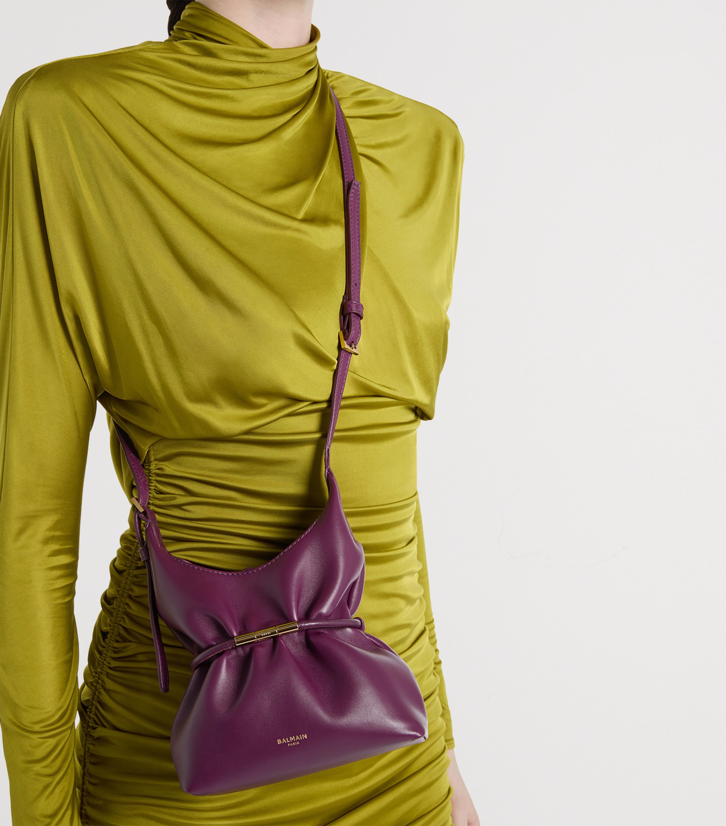 Balmain Mini Lambskin Sphynx Top-Handle Bag Merlot Image 2