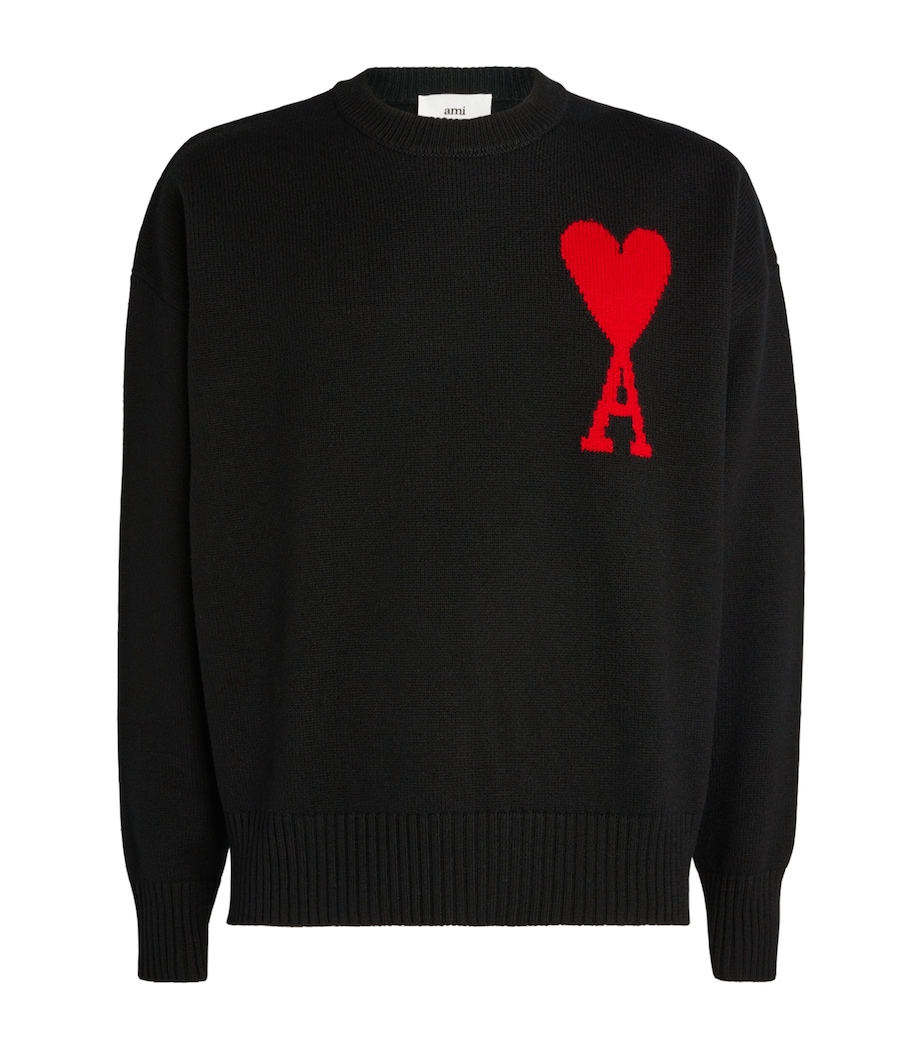 Virgin Wool Ami de Coeur Sweater BLACK/RED/009 Image 1