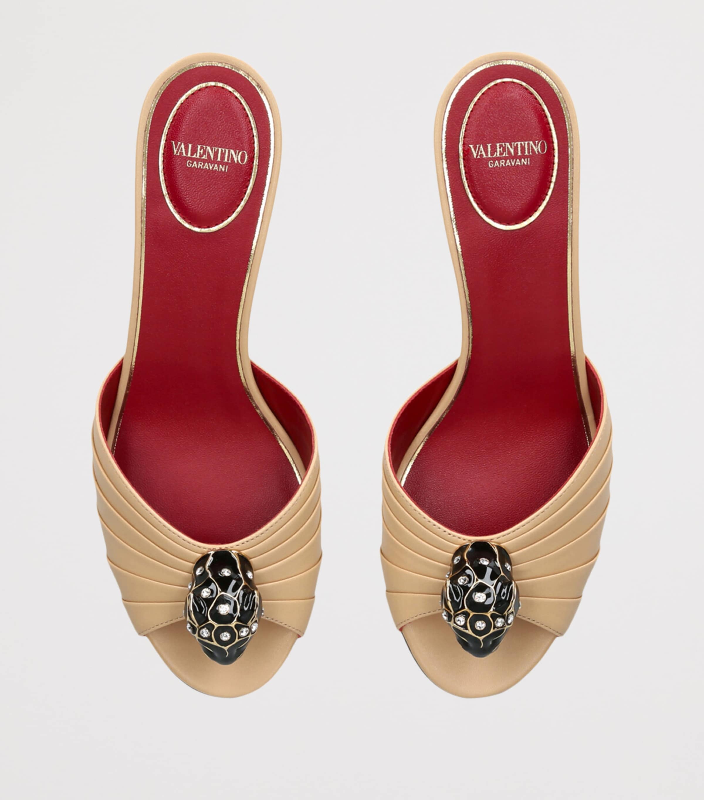 Valentino Garavani Leather Panthea Heeled Mules 55 Cream Image 4