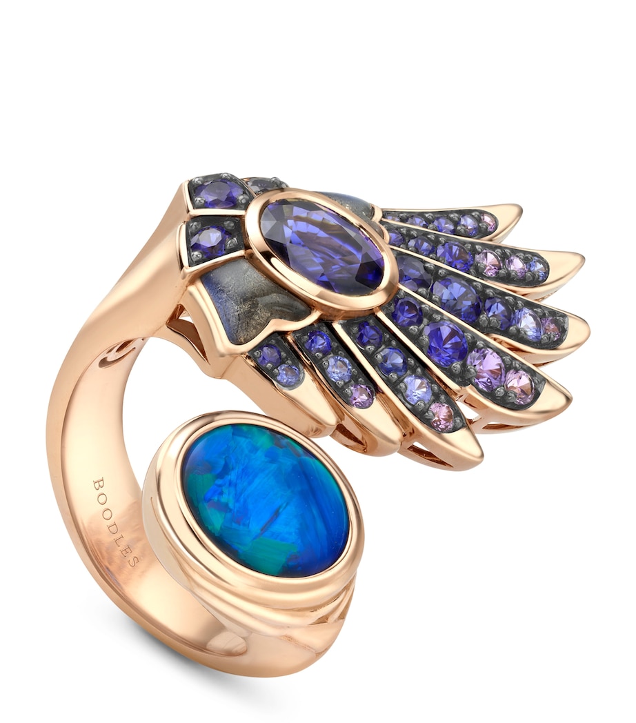 Boodles Rose Gold, Opal and Sapphire The Palace Collection Raven's Watch Gemini Ring Blue Image 1