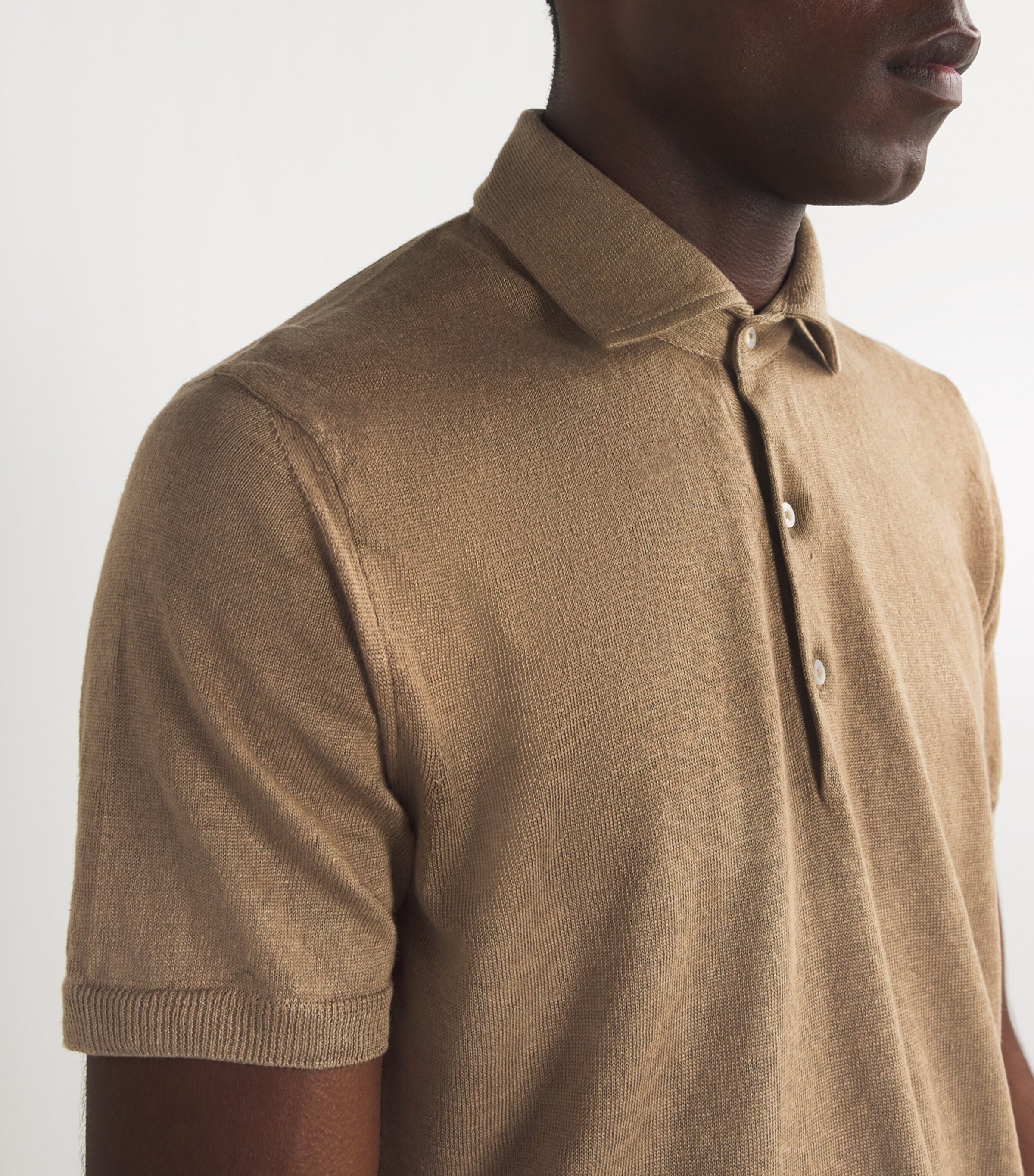 Linen Polo Shirt 035 NATURAL / BEIGE Image 6