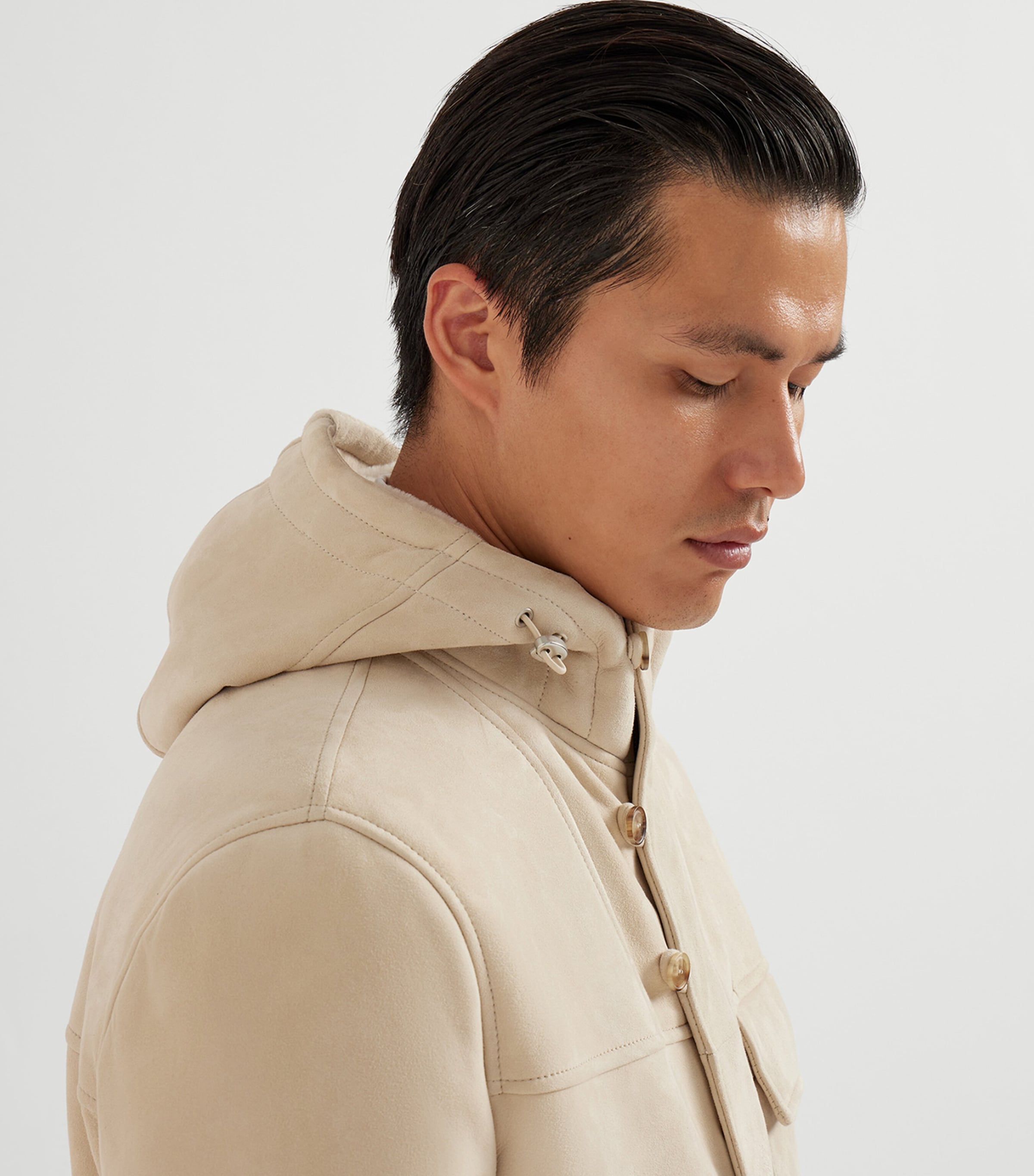 Suede-Shearling Hooded Jacket C7663 Image 6