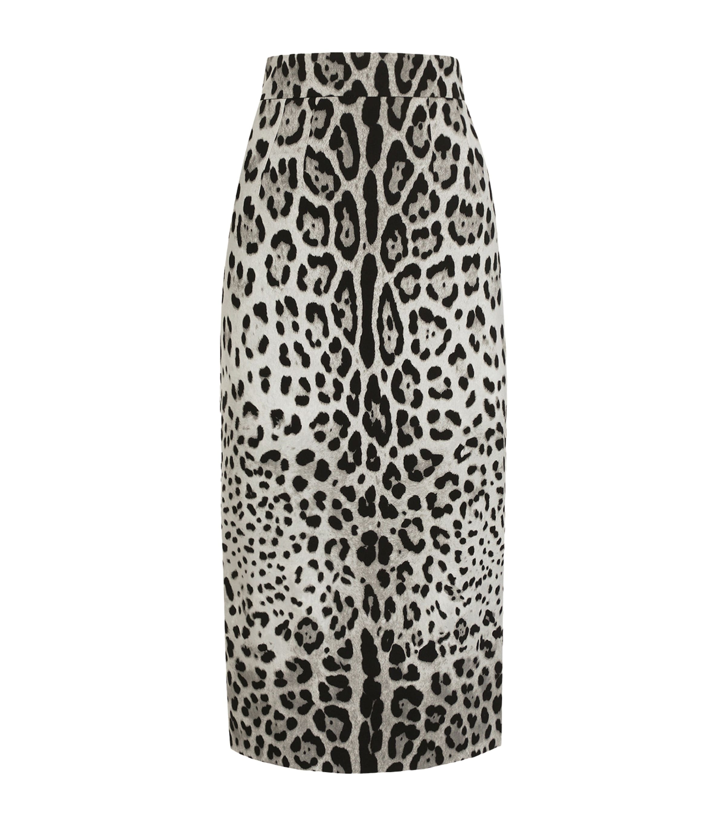 Dolce & Gabbana Leopard Print Charmeuse Longuette Skirt
