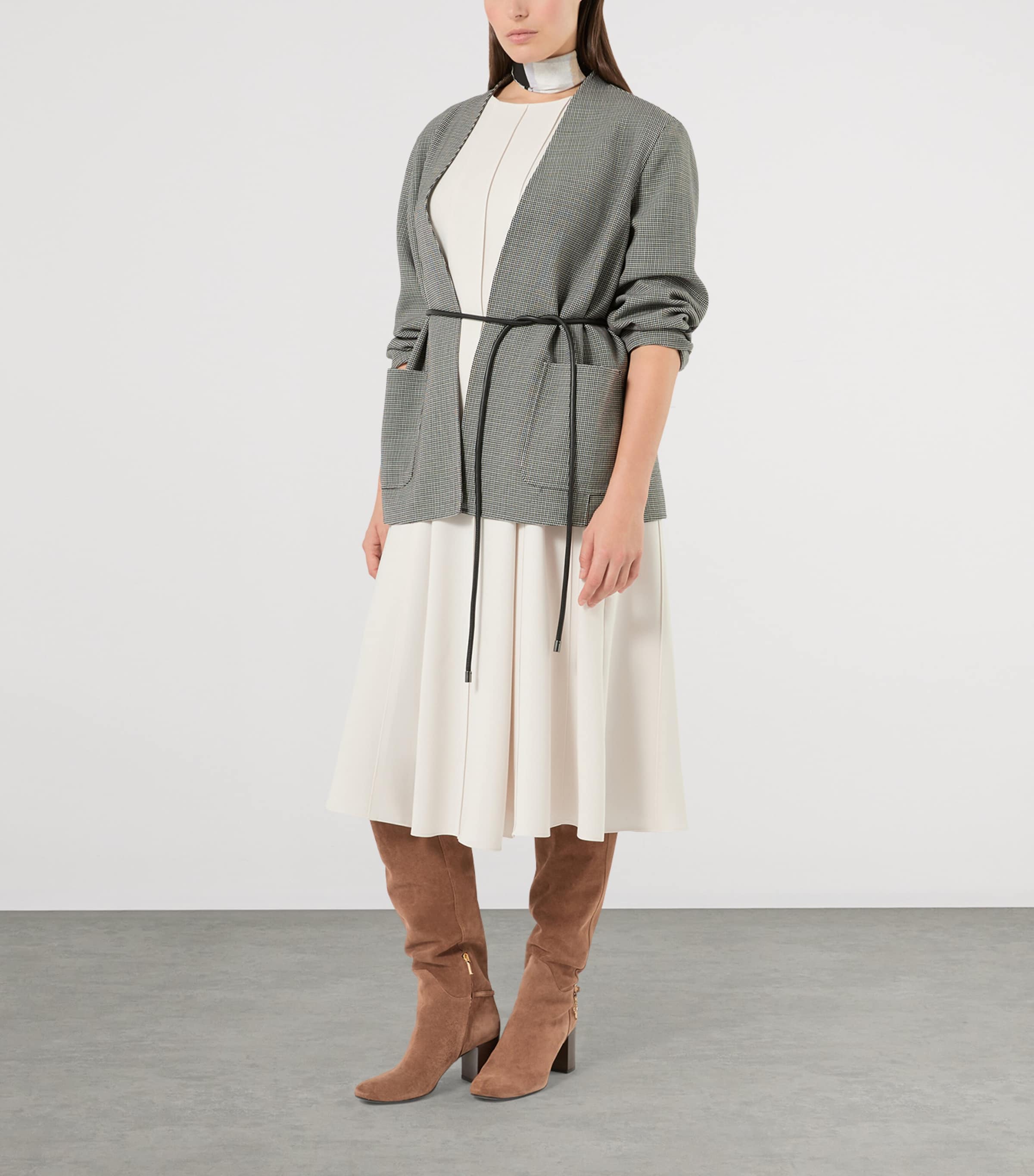 Marina Rinaldi Womens Virgin Wool Houndstooth Coat White Black Image 2