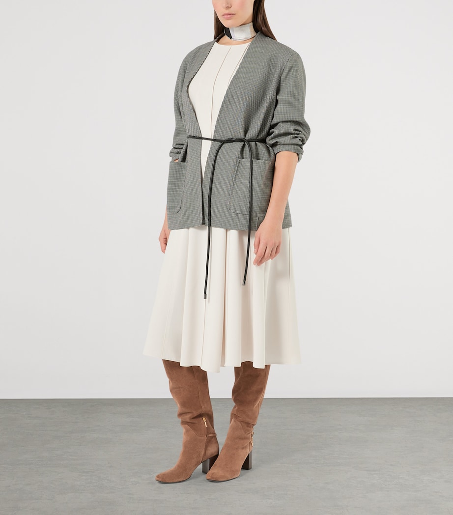 Marina Rinaldi Womens Virgin Wool Houndstooth Coat White Black Image 2