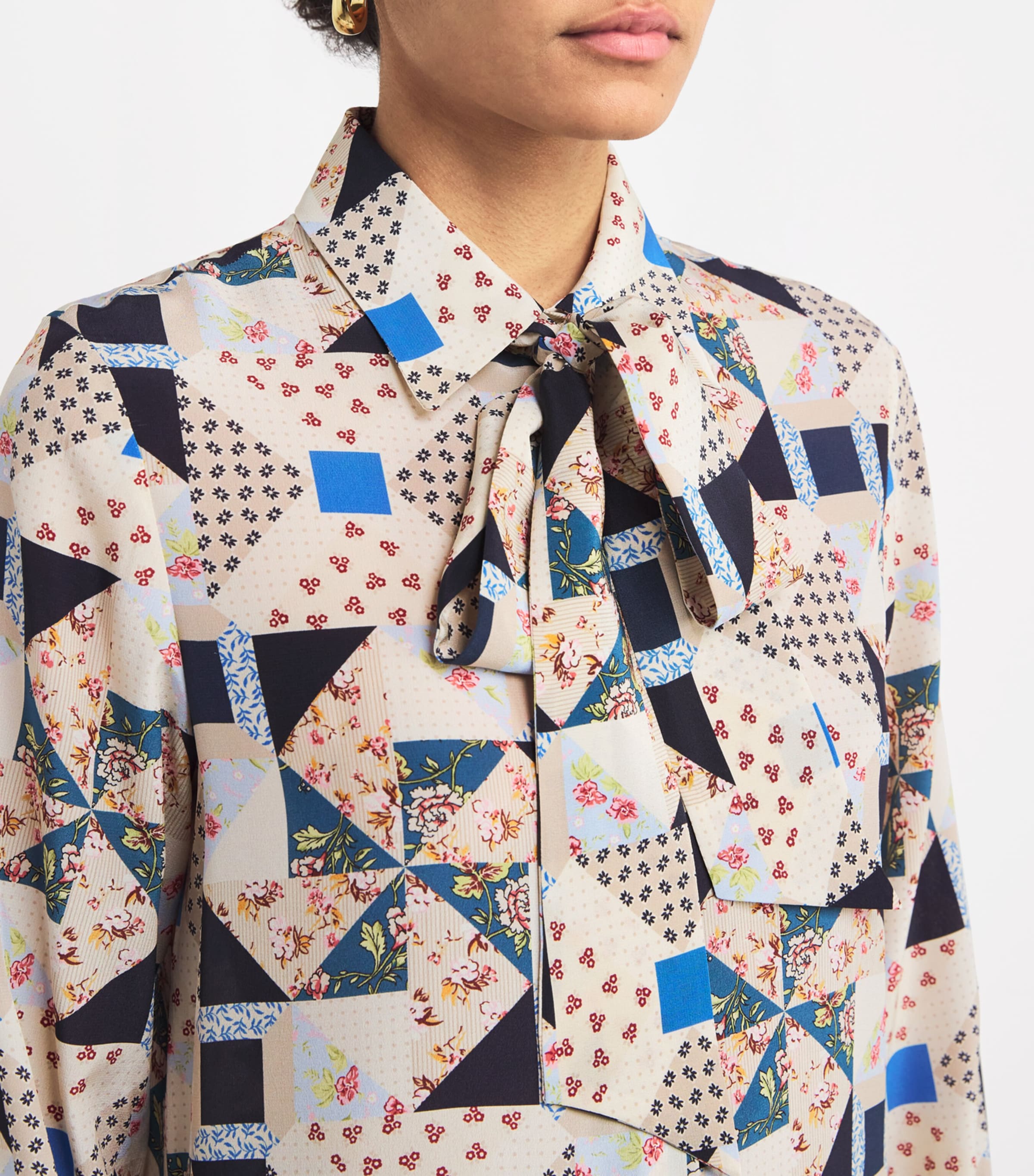 Silk Printed Mini Dress BEIGE Image 6