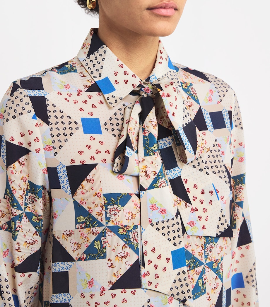 Silk Printed Mini Dress BEIGE Image 6