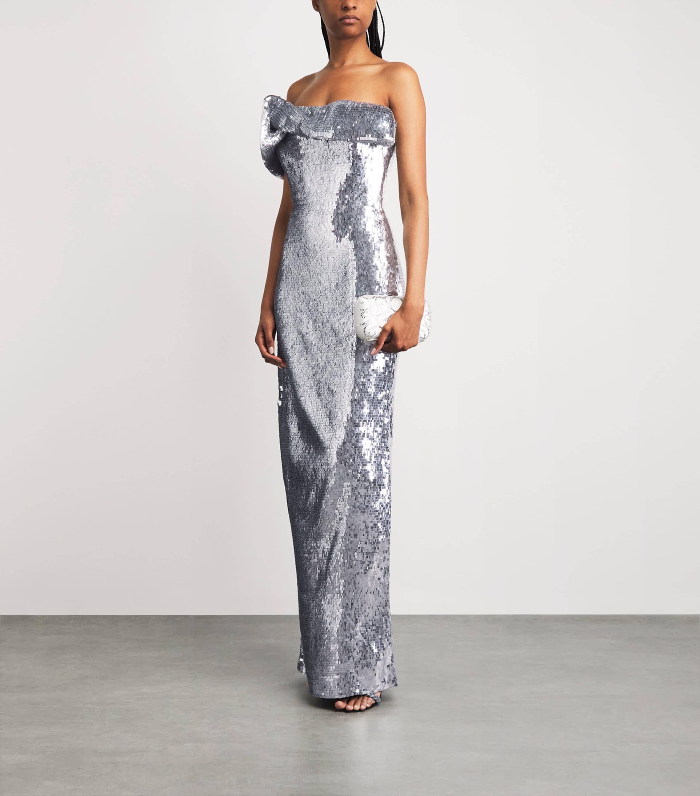 Rachel Gilbert Womens One-Shoulder Tamzin Gown Silver Image 2