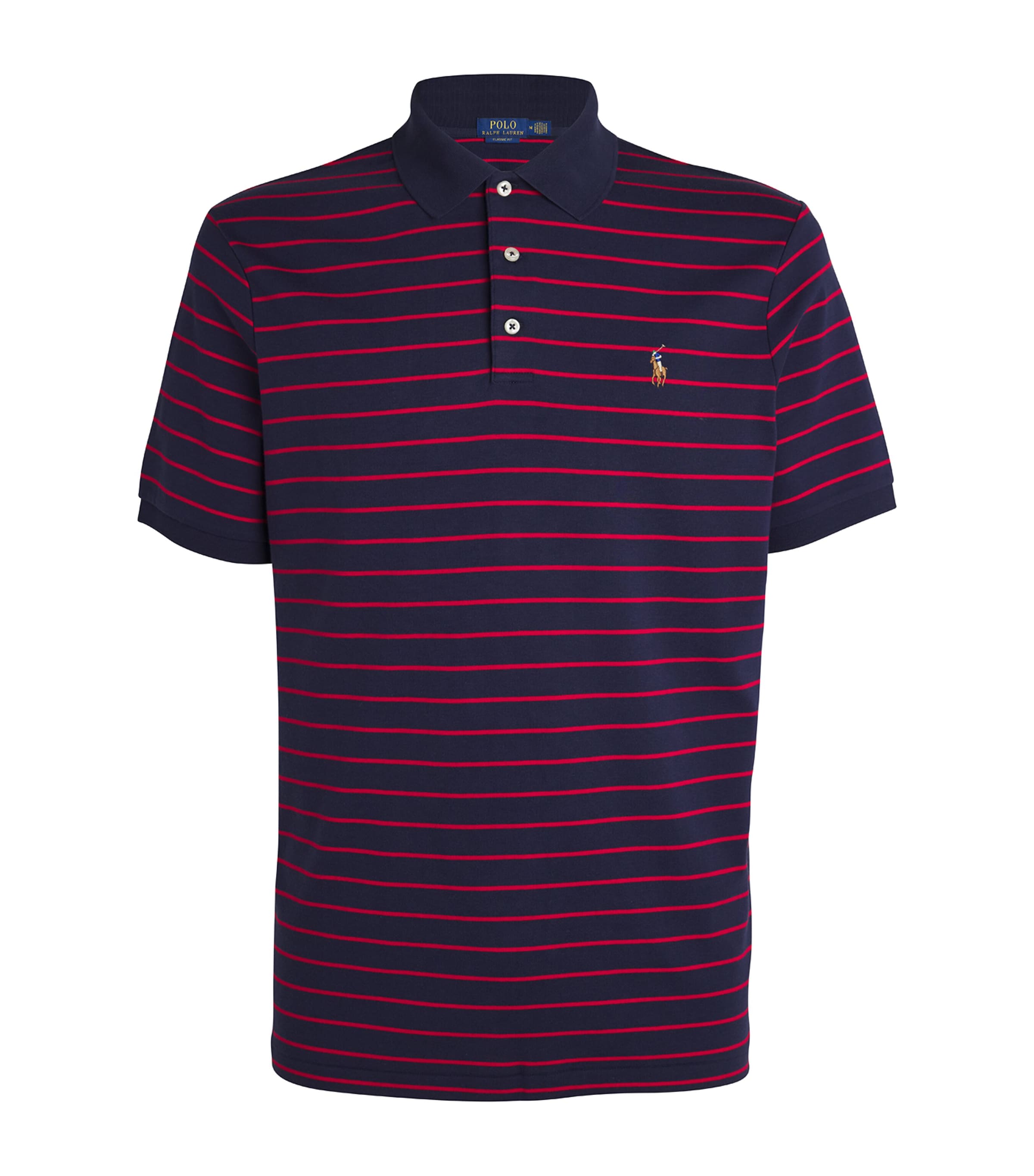 Shop Polo Ralph Lauren Pima Cotton Striped Polo Shirt In Red