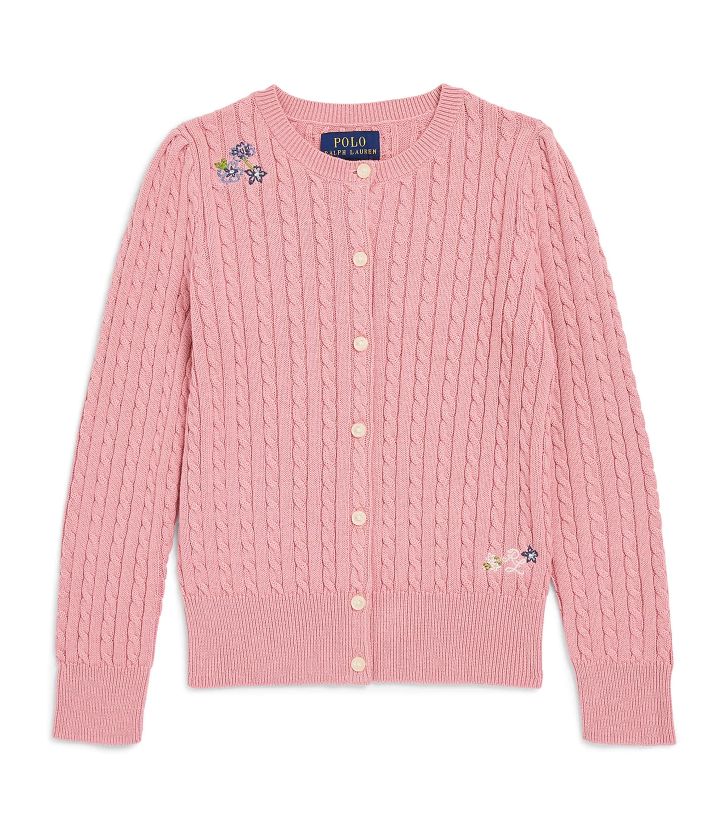 Shop Ralph Lauren Cotton Cable-knit Cardigan In Pink